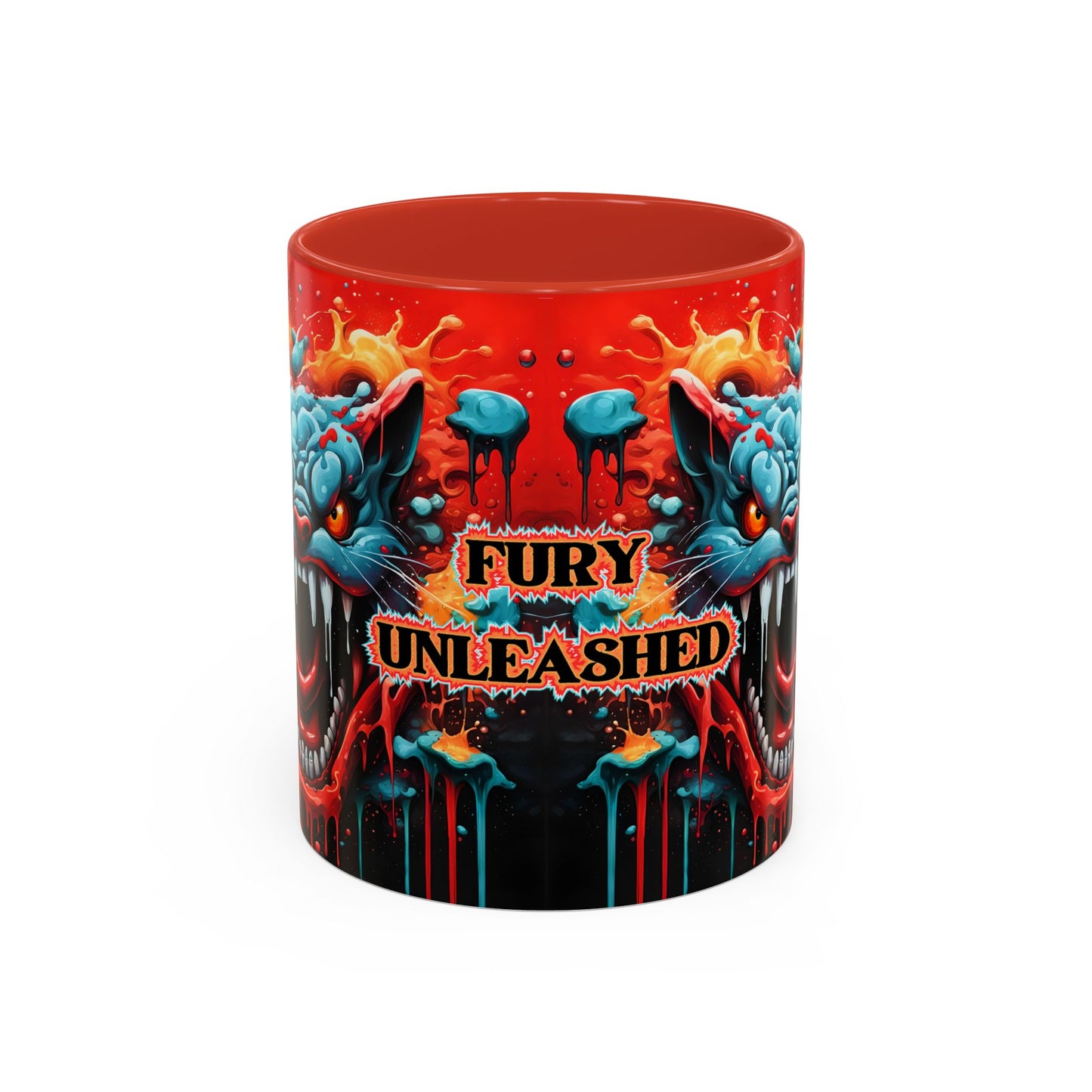 Psychedelic Cat Mug: Vibrant Fierce Feline Art Coffee Cup