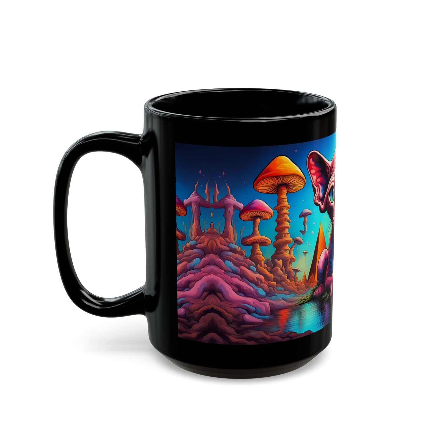 Psychedelic Sphynx Cat Mug – Trippy Hairless Cat Art