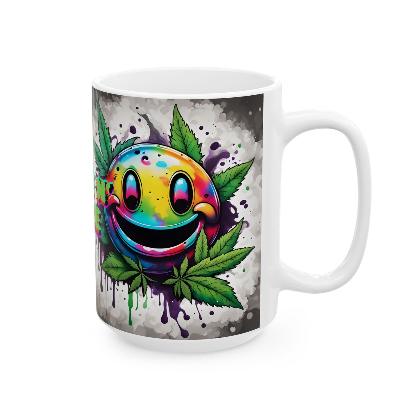 Wake N' Bake Psychedelic Mug | Colorful Cannabis Design | White Ceramic Coffee Cup 11oz/15oz