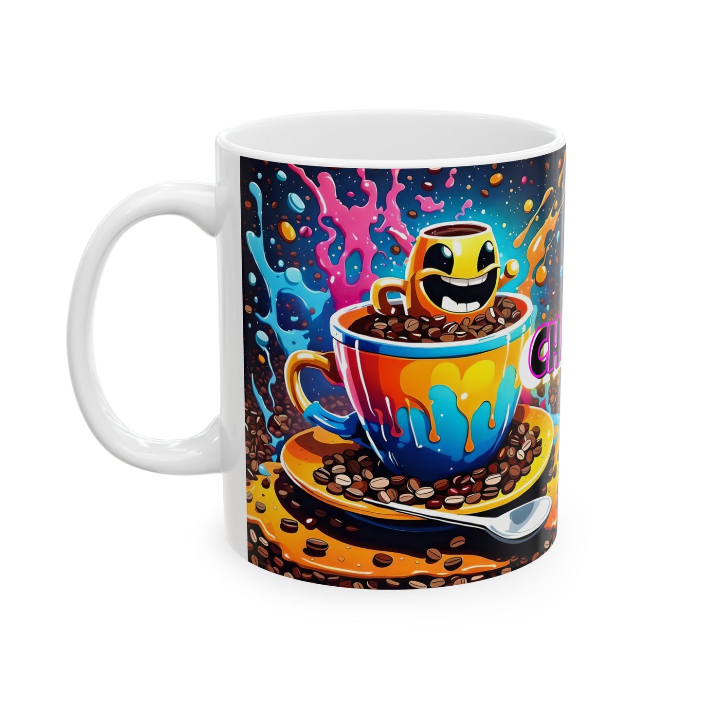 Colorful Ceramic Coffee Mug: Charge! Art Cup for Coffee Lovers