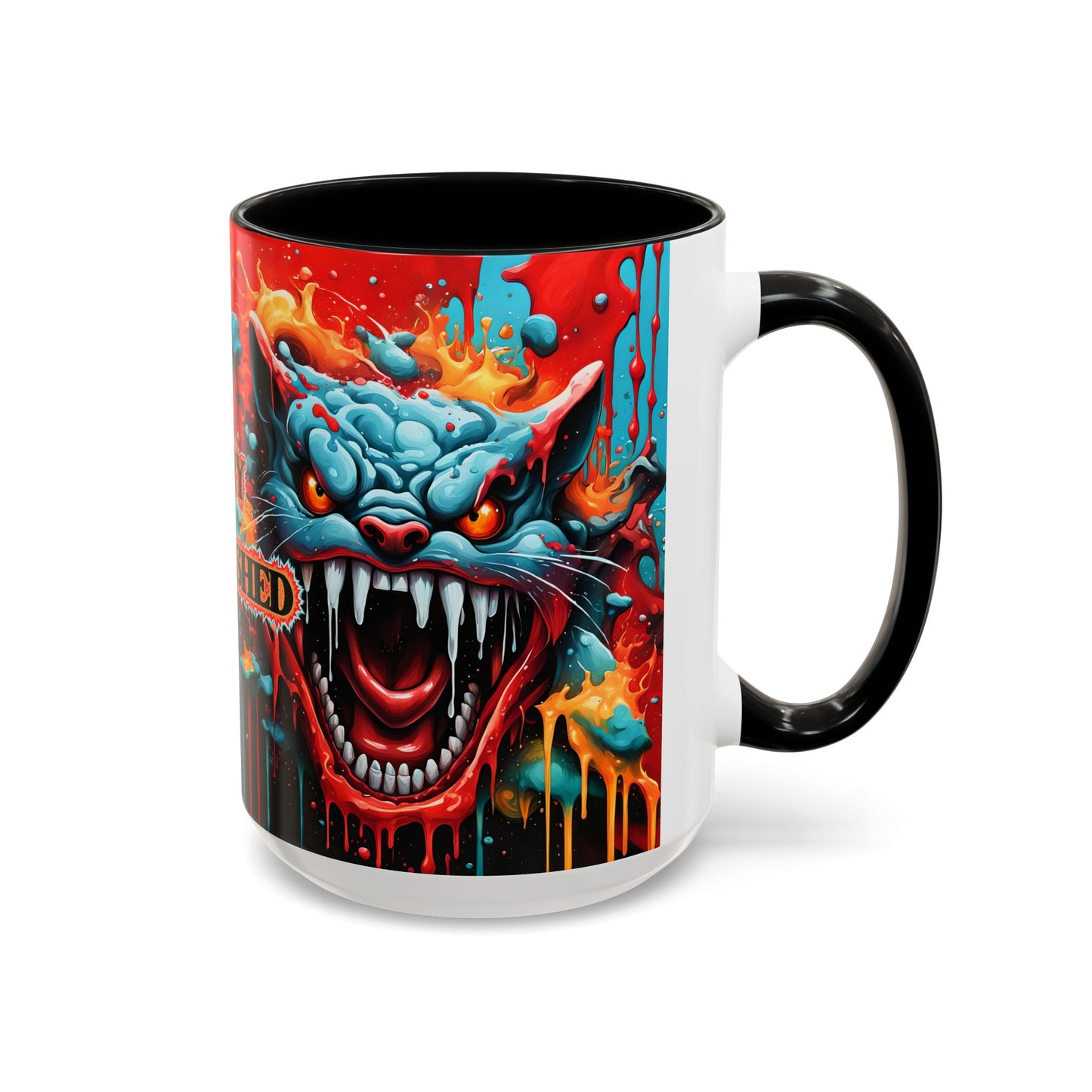 Psychedelic Cat Mug: Vibrant Fierce Feline Art Coffee Cup