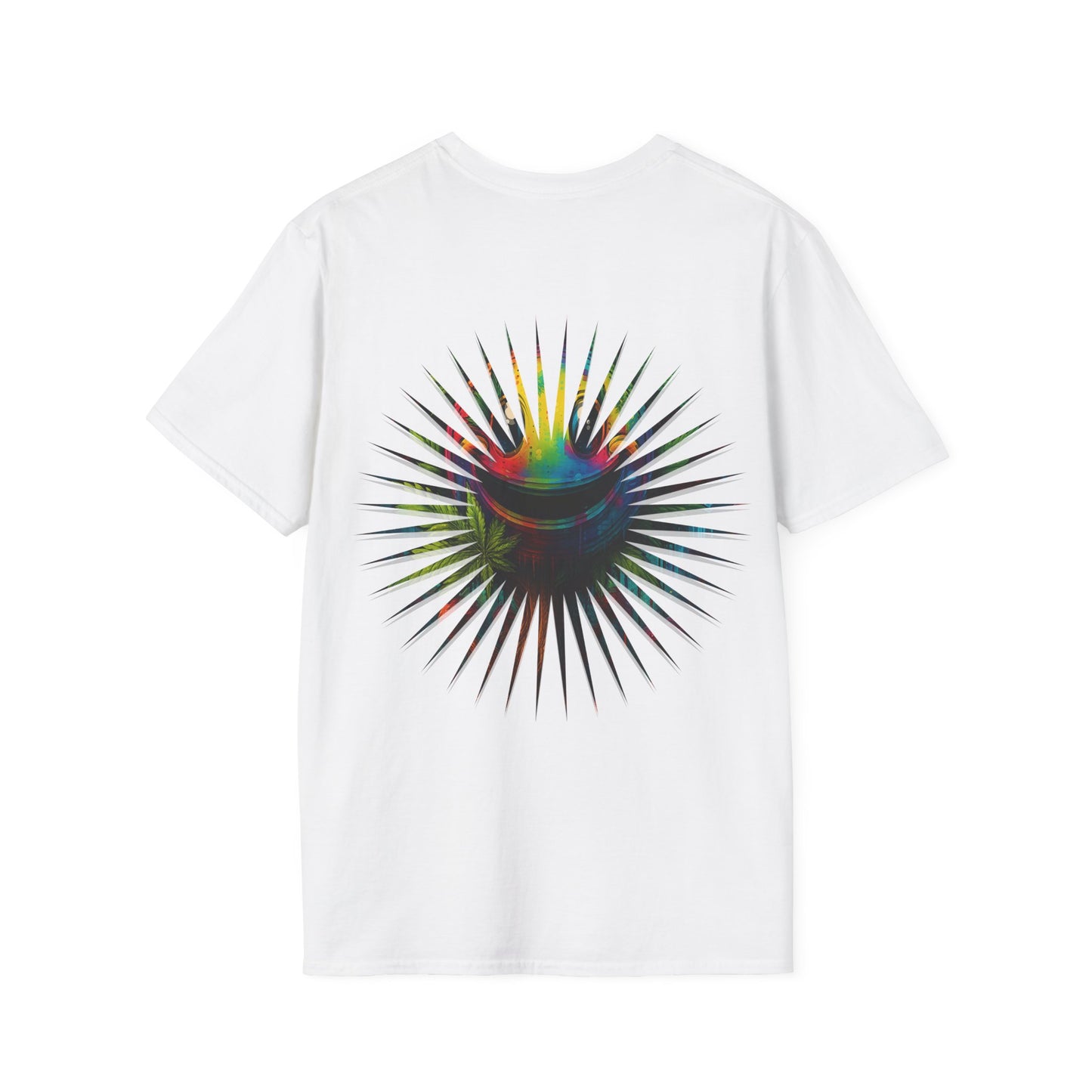 Psychedelic Back Print Shirt - Unisex Softstyle Tee | Festival Streetwear Gift | Retro Boho Hippie Graphic