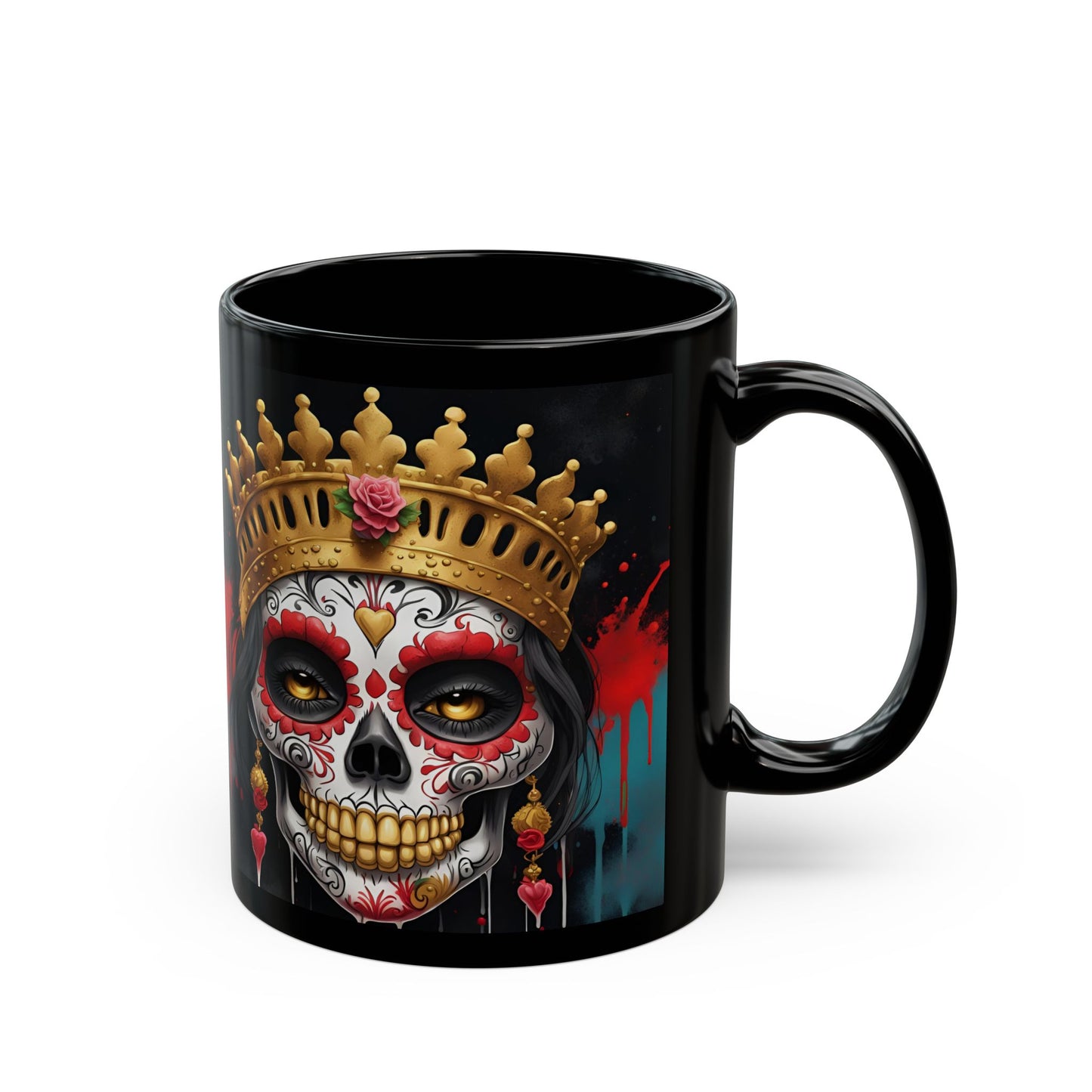 Coffee Queen Sugar Skull Mug: Gothic Halloween Decor (11oz or 15oz)