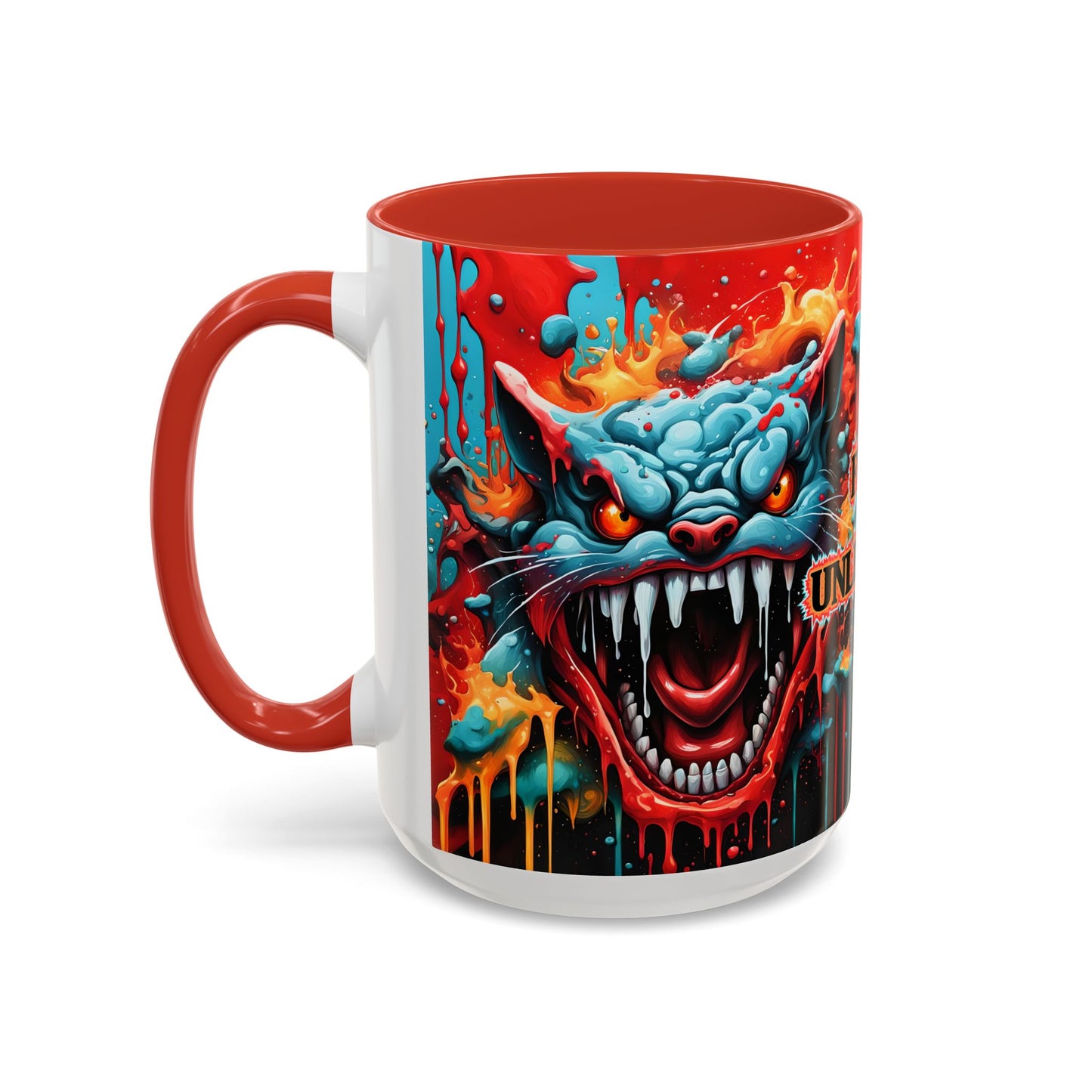 Psychedelic Cat Mug: Vibrant Fierce Feline Art Coffee Cup