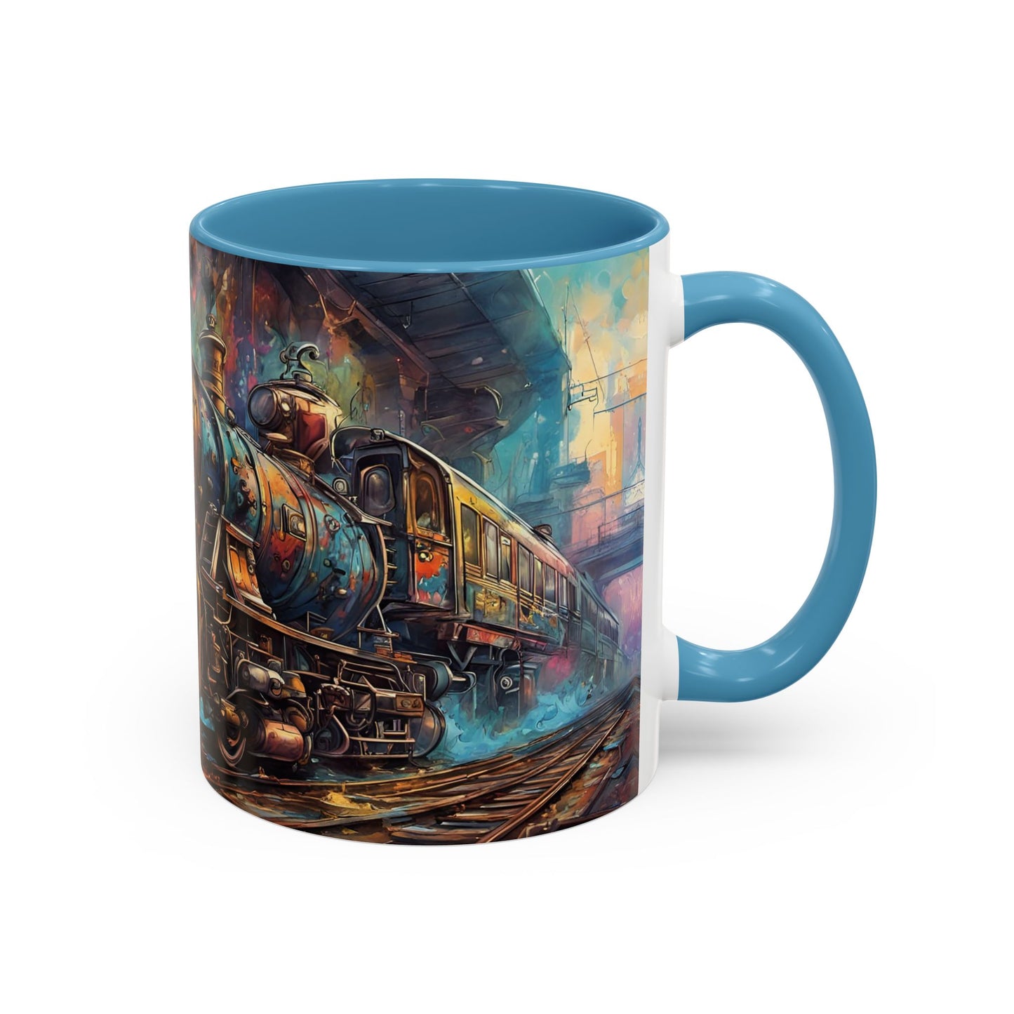 Steampunk Train Coffee Mug | Ceramic Railway Accent MUG | Train Lover Gift | Railway Accent Design | Coffee Cup Gift | Retro Style MUG