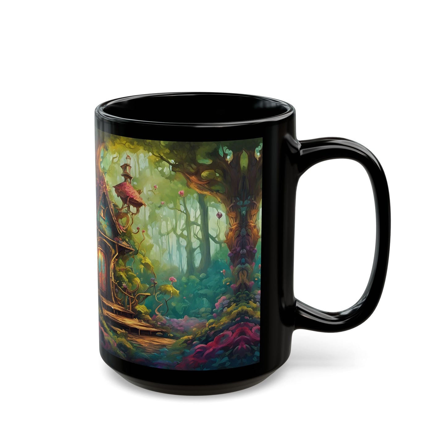Enchanted Forest Cottage Mug: Whimsical Coffee Cup with Hidden Message