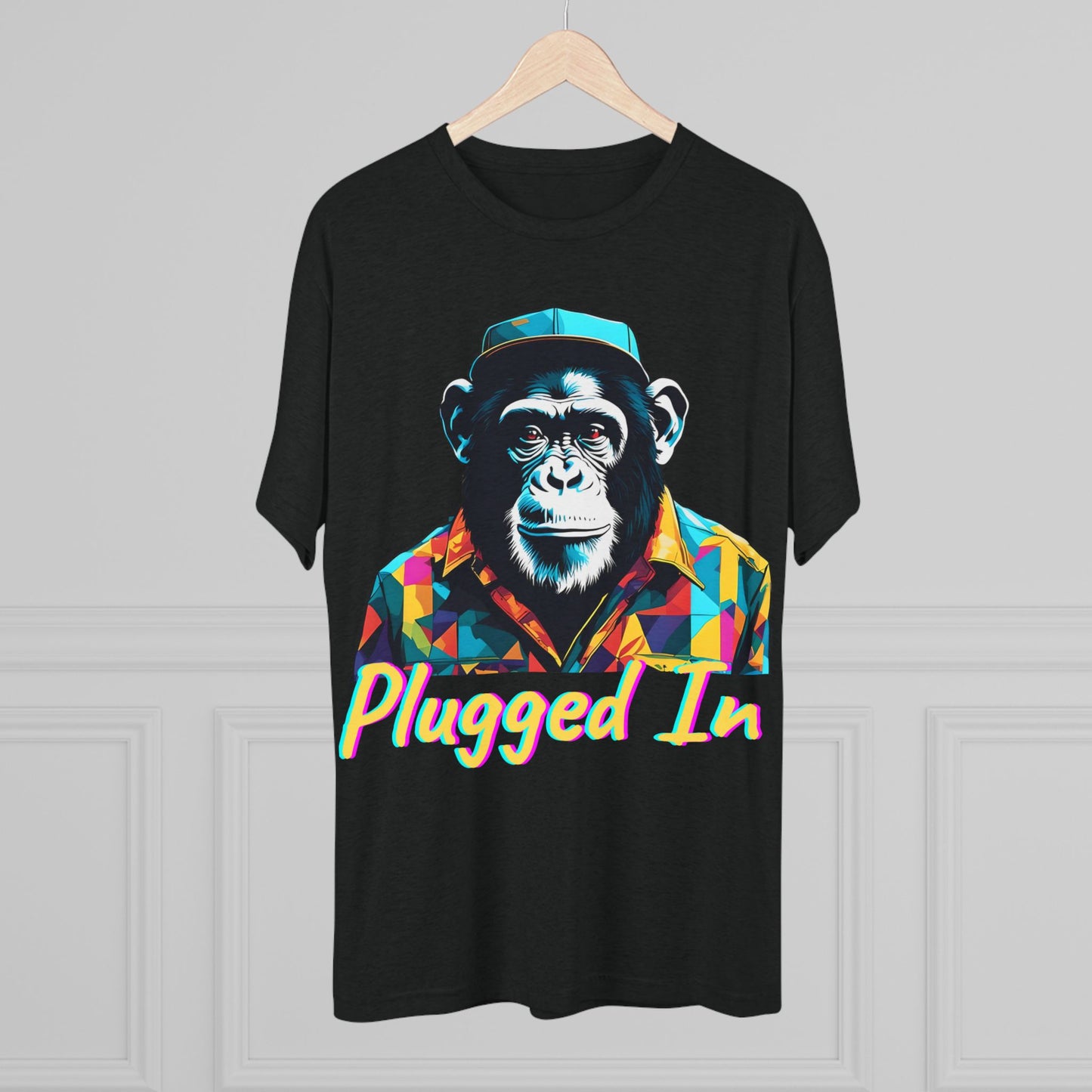 Plugged In Chimp TShirt Bold and Colorful Urban Streetwear Trap or Cap Brand