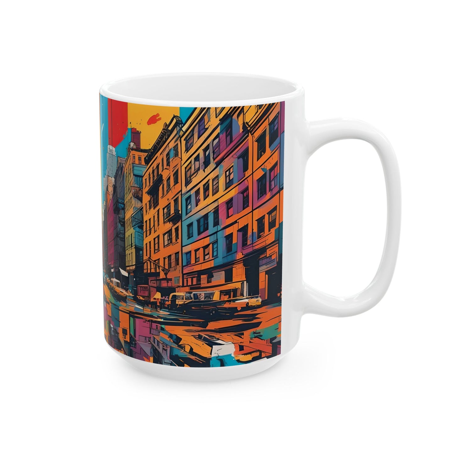 NYC Graffiti Art Coffee Mug: Vibrant Pop Art Ceramic Cup