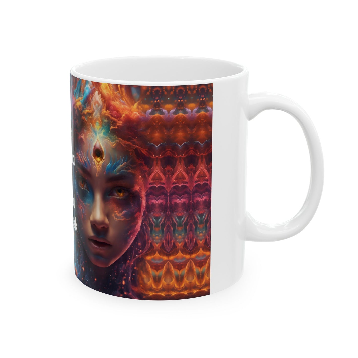 Psychedelic Art Coffee Mug: Bohemian Ceramic Cup, Quiet the Mind Design