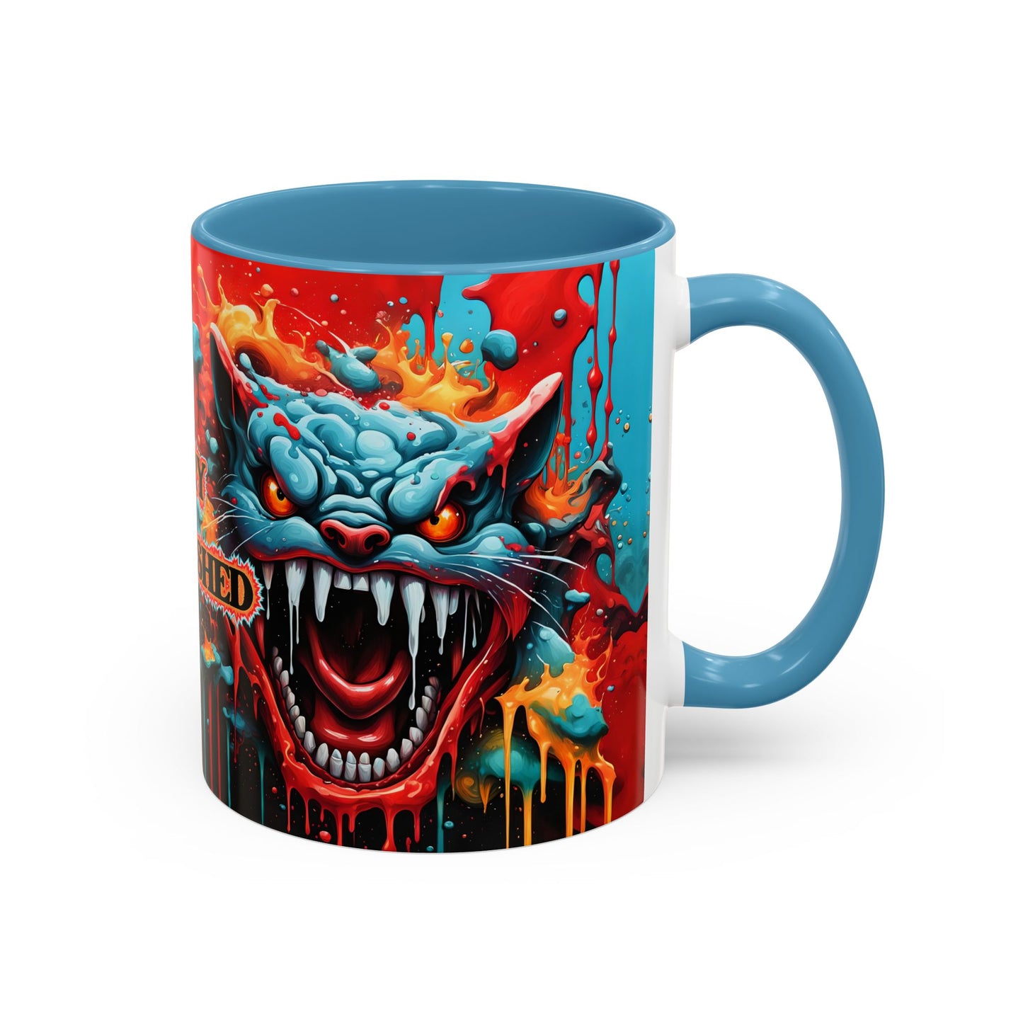 Psychedelic Cat Mug: Vibrant Fierce Feline Art Coffee Cup
