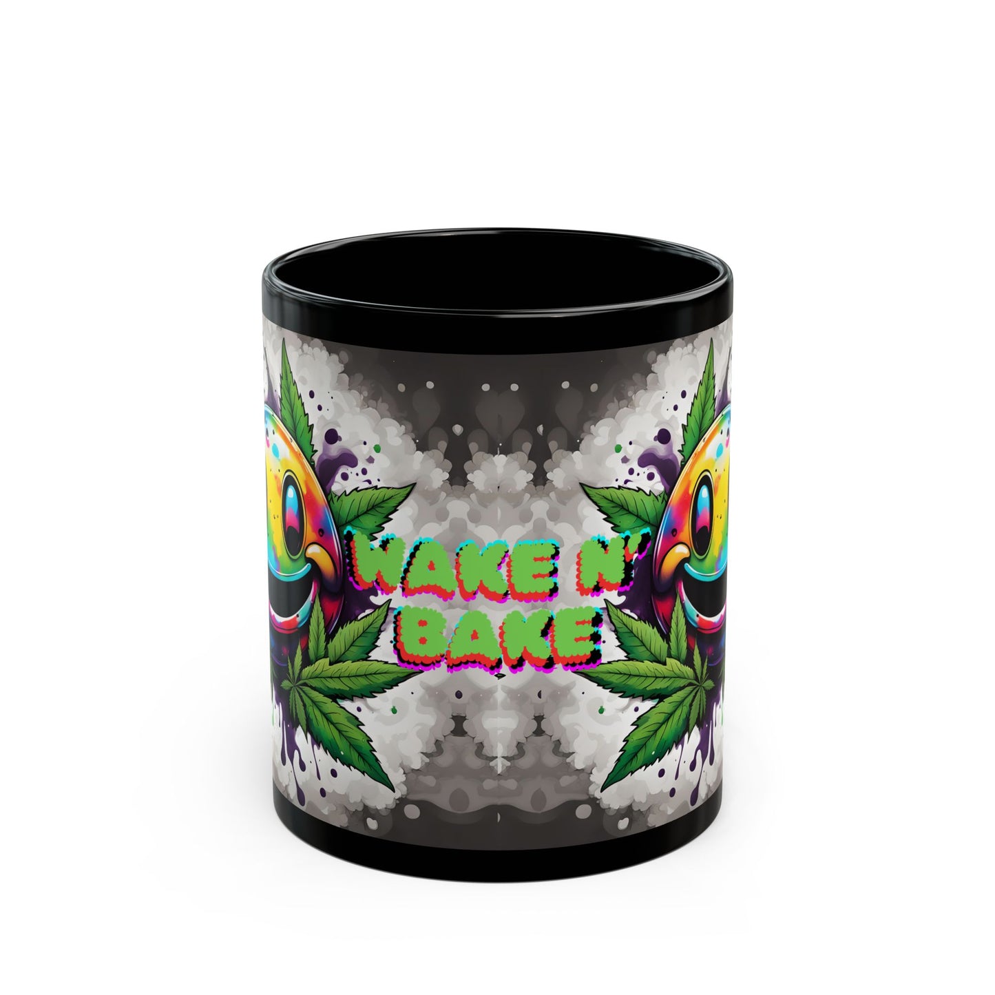 Wake N' Bake Mug | Psychedelic Smiley Design | Unique Gift | Colorful Coffee Cup | Fun Art Mug | Vibrant Cannabis Tea Cup