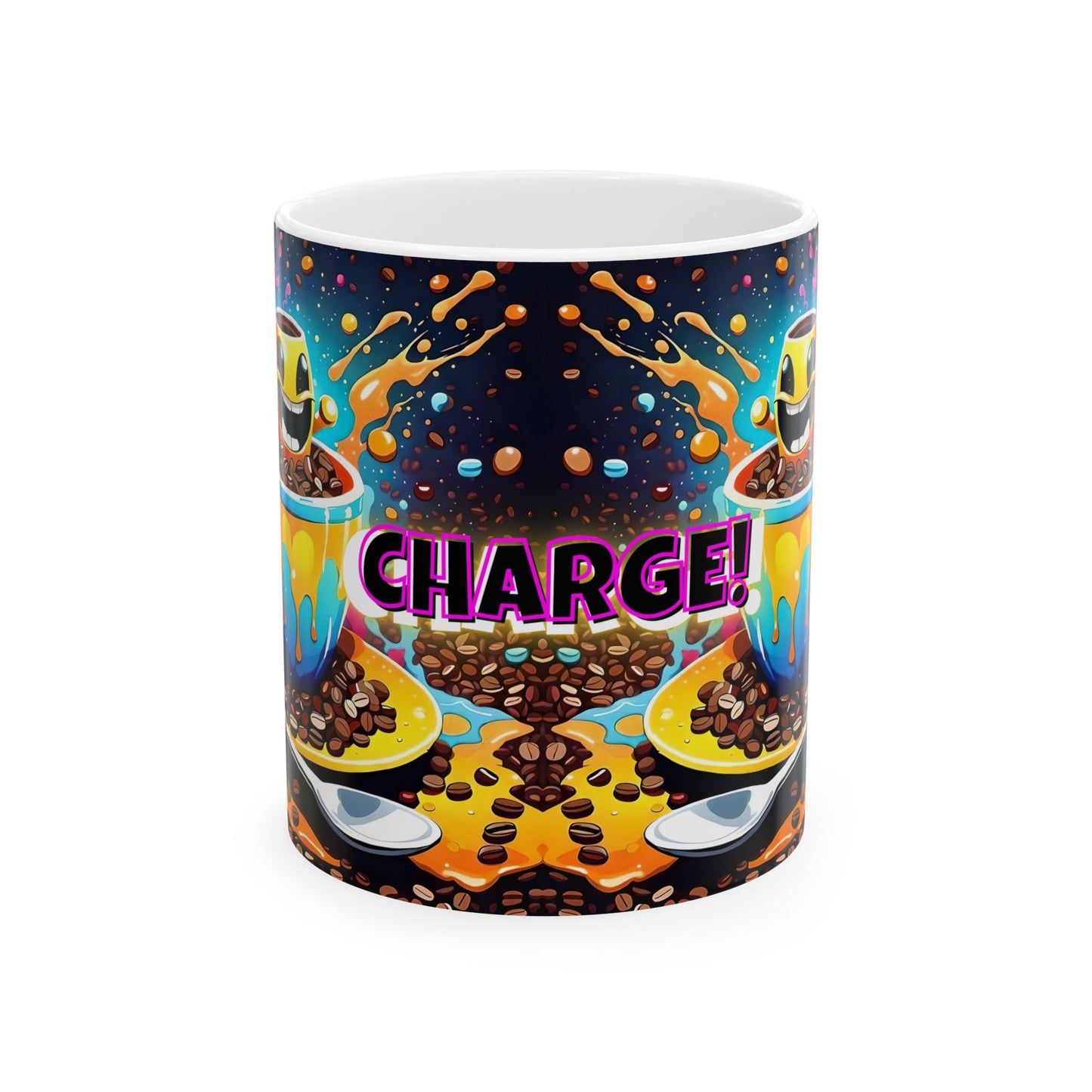 Colorful Ceramic Coffee Mug: Charge! Art Cup for Coffee Lovers