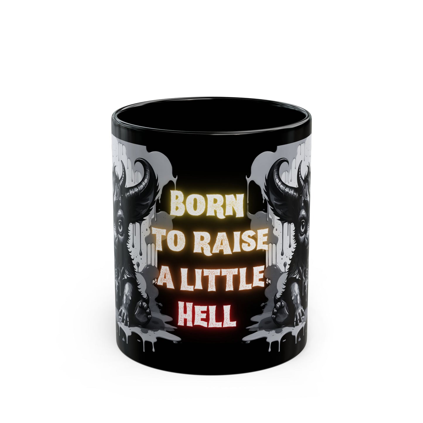 Gothic Demon Mug | Born to Raise a Little Hell | Unique Ceramic Coffee Cup