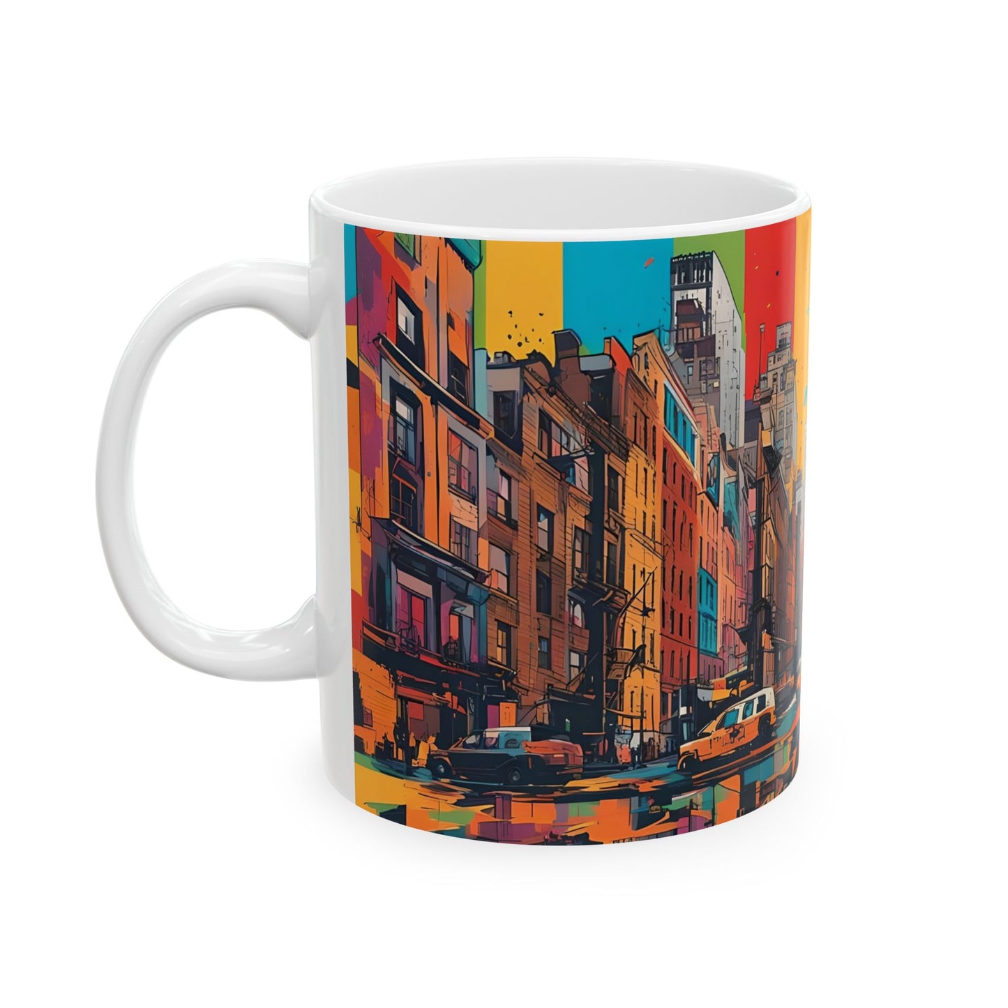 NYC Graffiti Art Coffee Mug: Vibrant Pop Art Ceramic Cup