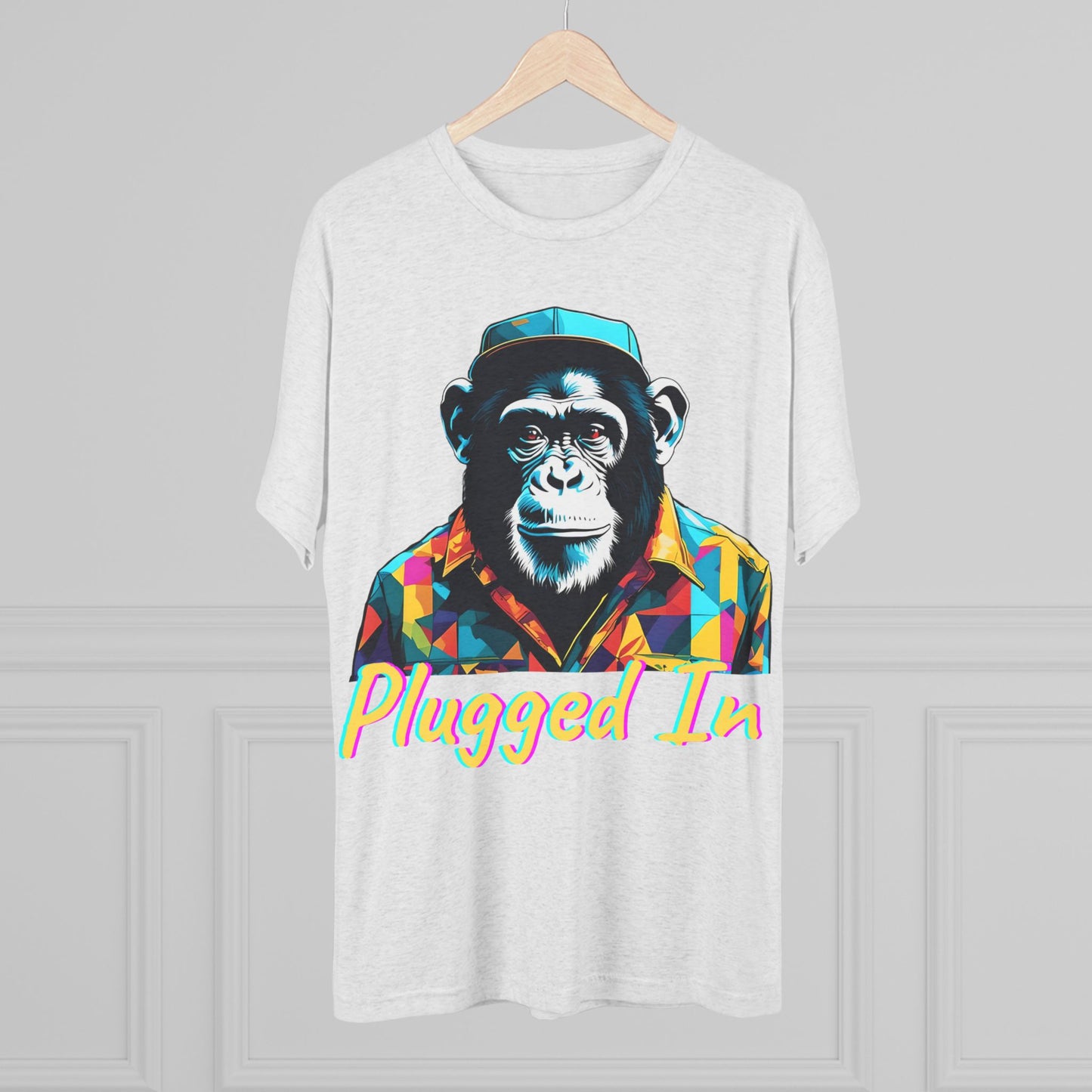 Plugged In Chimp TShirt Bold and Colorful Urban Streetwear Trap or Cap Brand