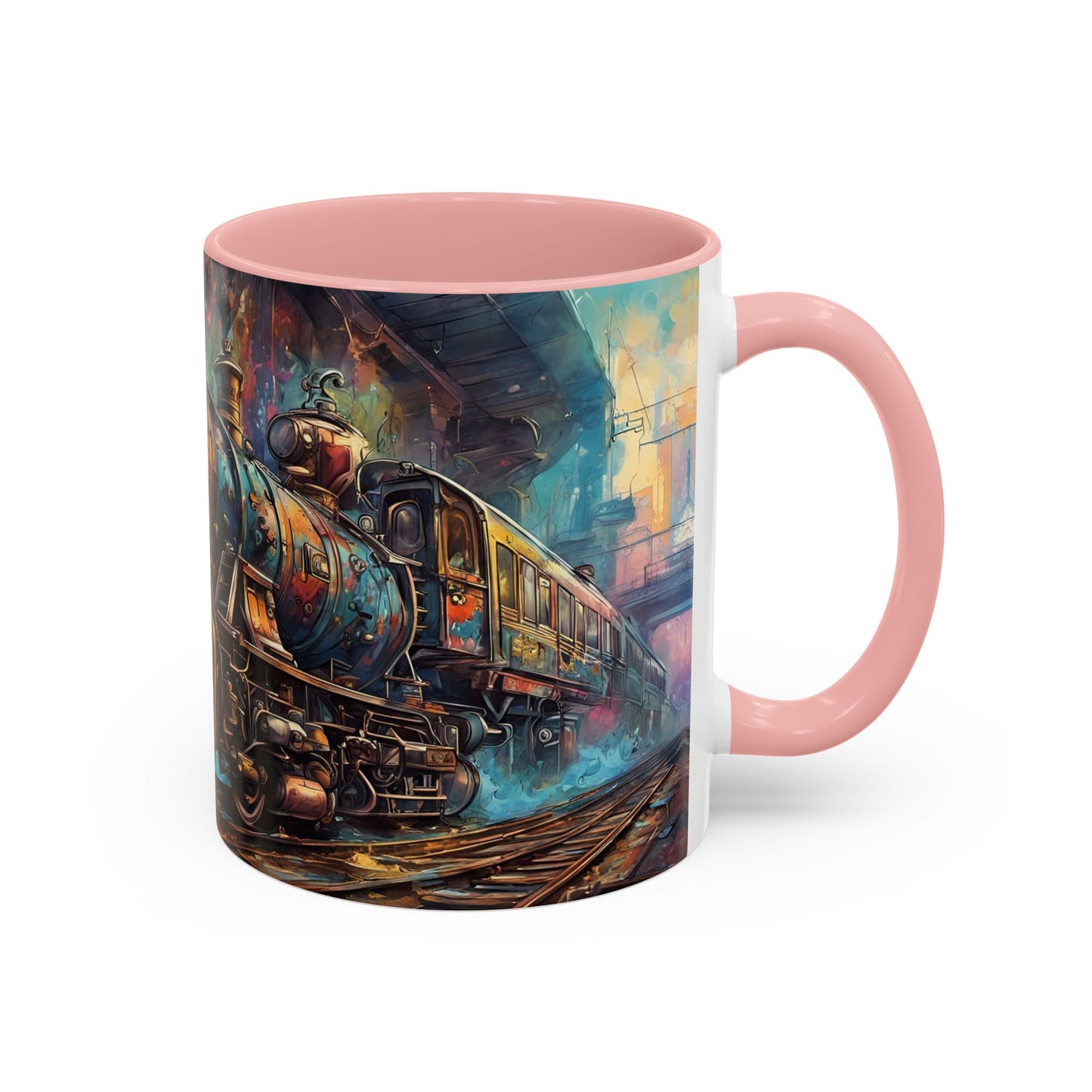 Steampunk Train Coffee Mug | Ceramic Railway Accent MUG | Train Lover Gift | Railway Accent Design | Coffee Cup Gift | Retro Style MUG