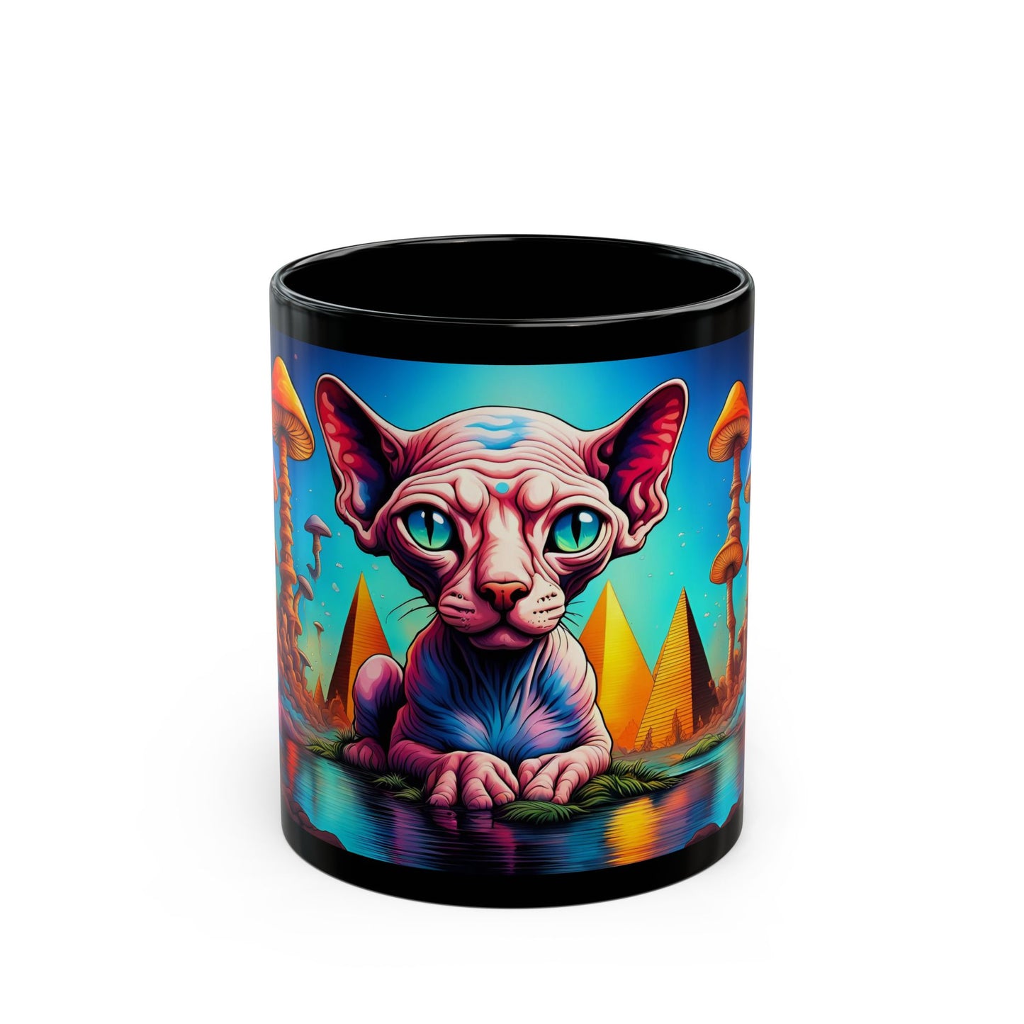 Psychedelic Sphynx Cat Mug – Trippy Hairless Cat Art