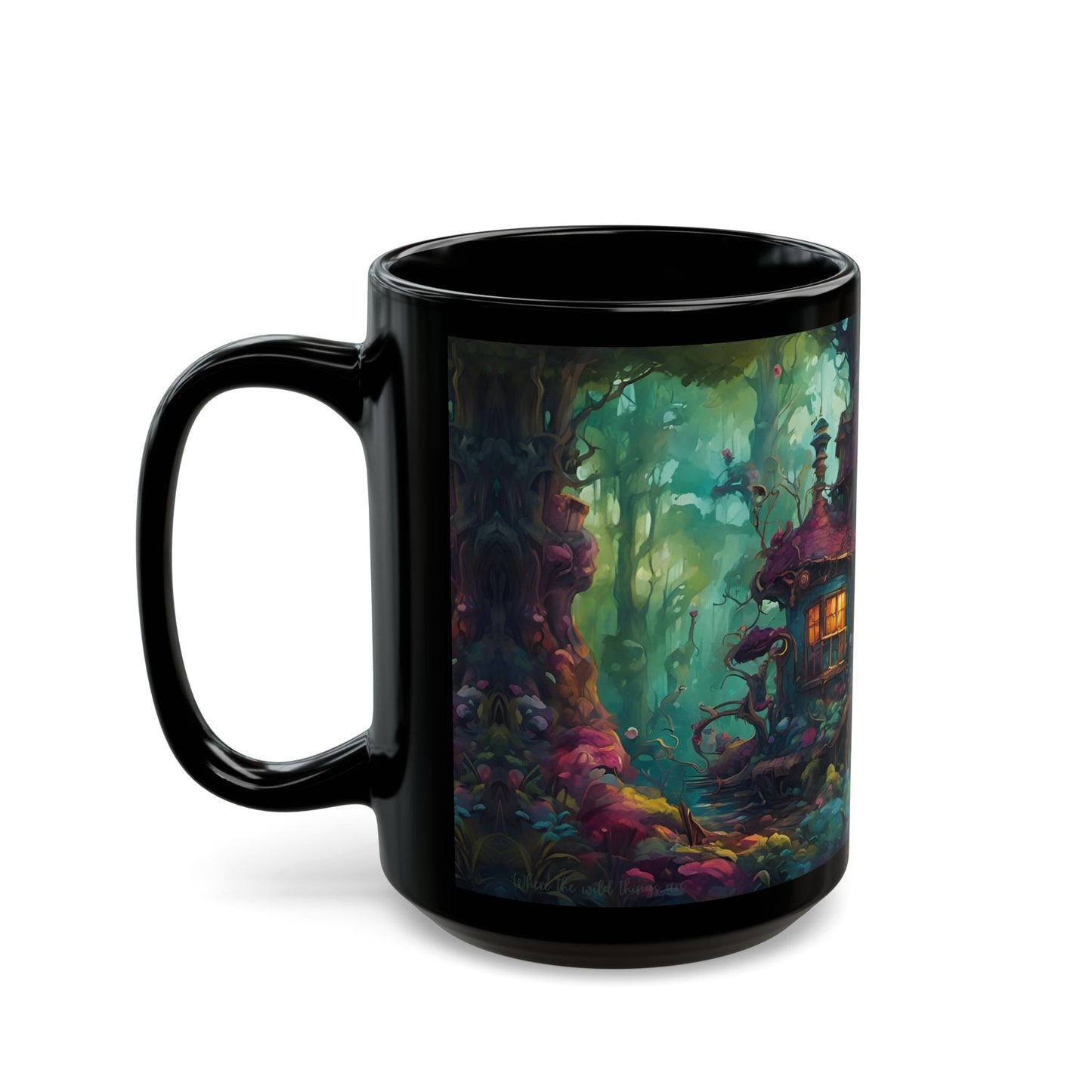 Enchanted Forest Cottage Mug: Whimsical Coffee Cup with Hidden Message
