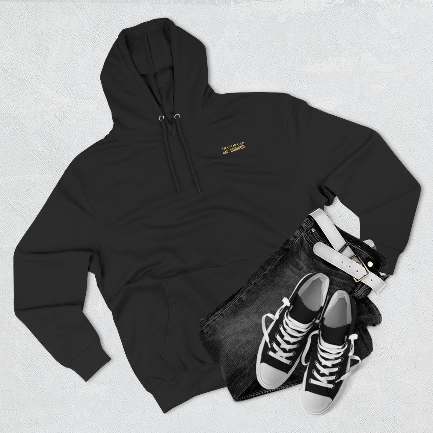 Trap or Cap Skull Crown Hoodie Bold Urban Streetwear Three-Panel Fleece Hoodie