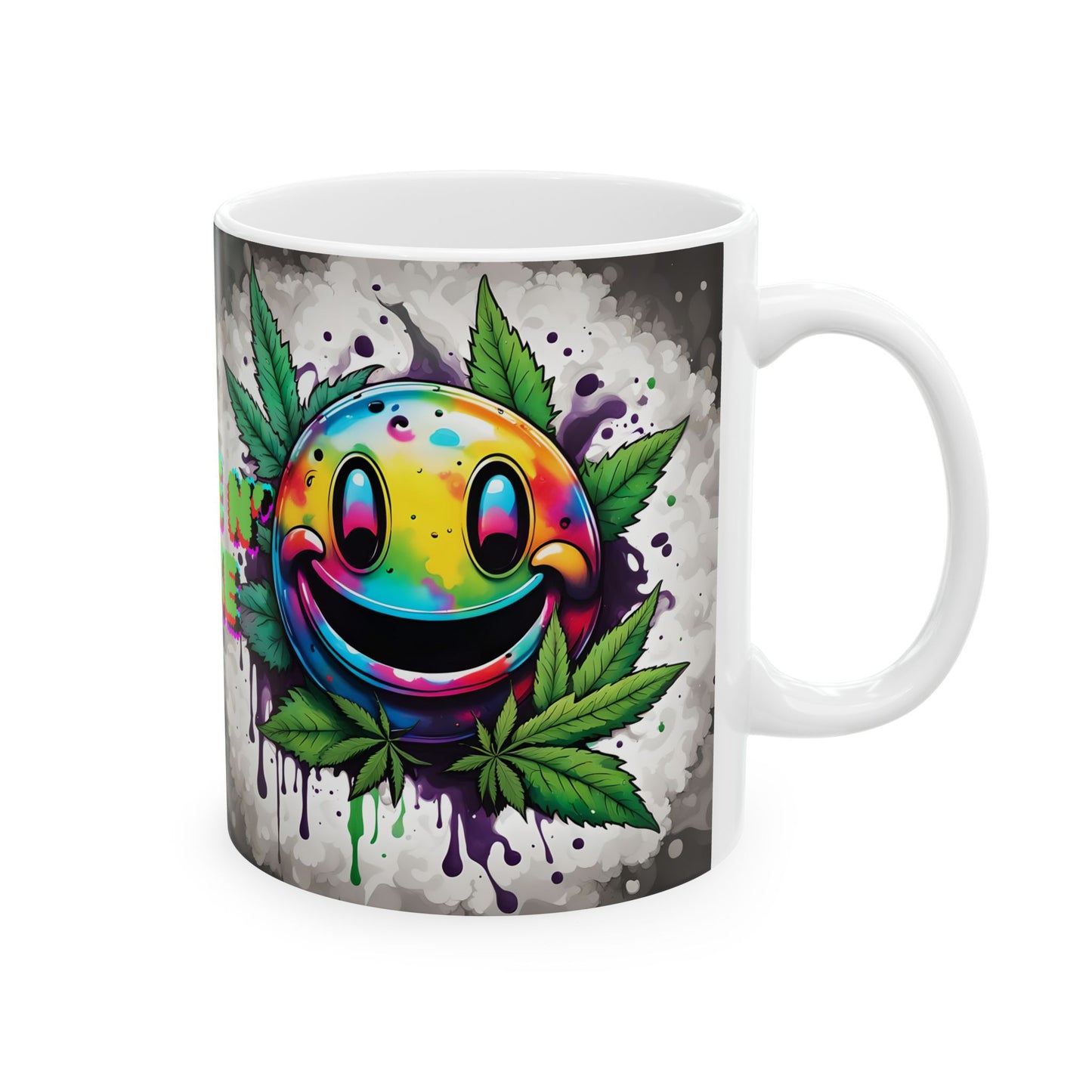 Wake N' Bake Psychedelic Mug | Colorful Cannabis Design | White Ceramic Coffee Cup 11oz/15oz