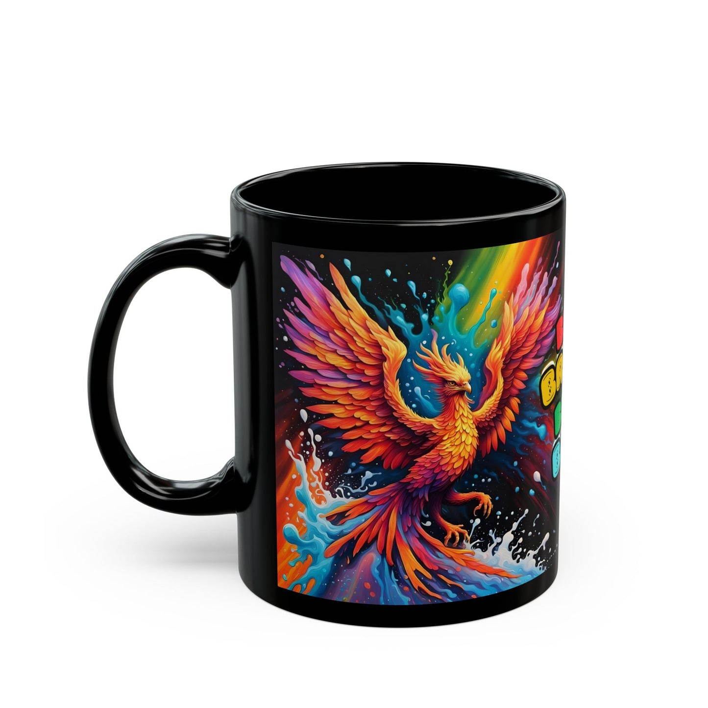 Fiery Phoenix Coffee Mug: Burn Bright, Burn Bold - Colorful Inspirational Motivational Drinkware Gift