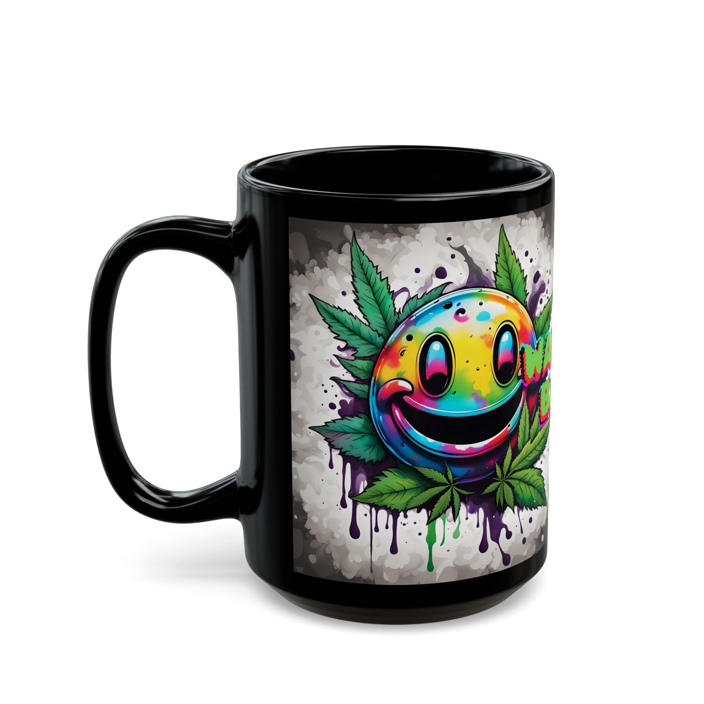 Wake N' Bake Mug | Psychedelic Smiley Design | Unique Gift | Colorful Coffee Cup | Fun Art Mug | Vibrant Cannabis Tea Cup