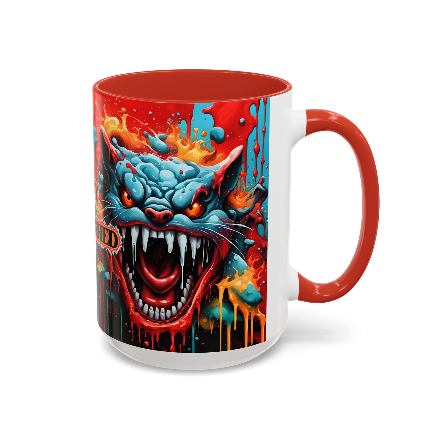Psychedelic Cat Mug: Vibrant Fierce Feline Art Coffee Cup