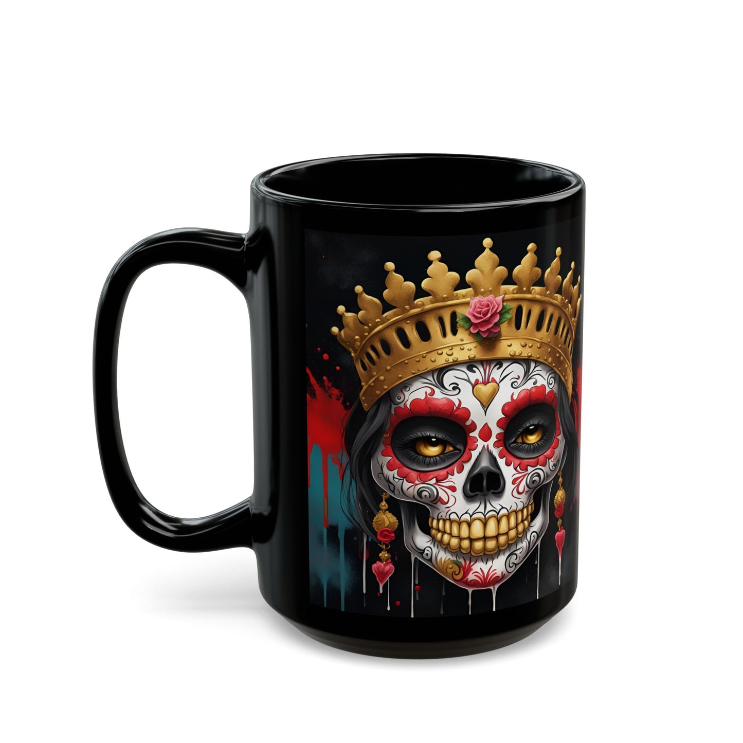 Coffee Queen Sugar Skull Mug: Gothic Halloween Decor (11oz or 15oz)