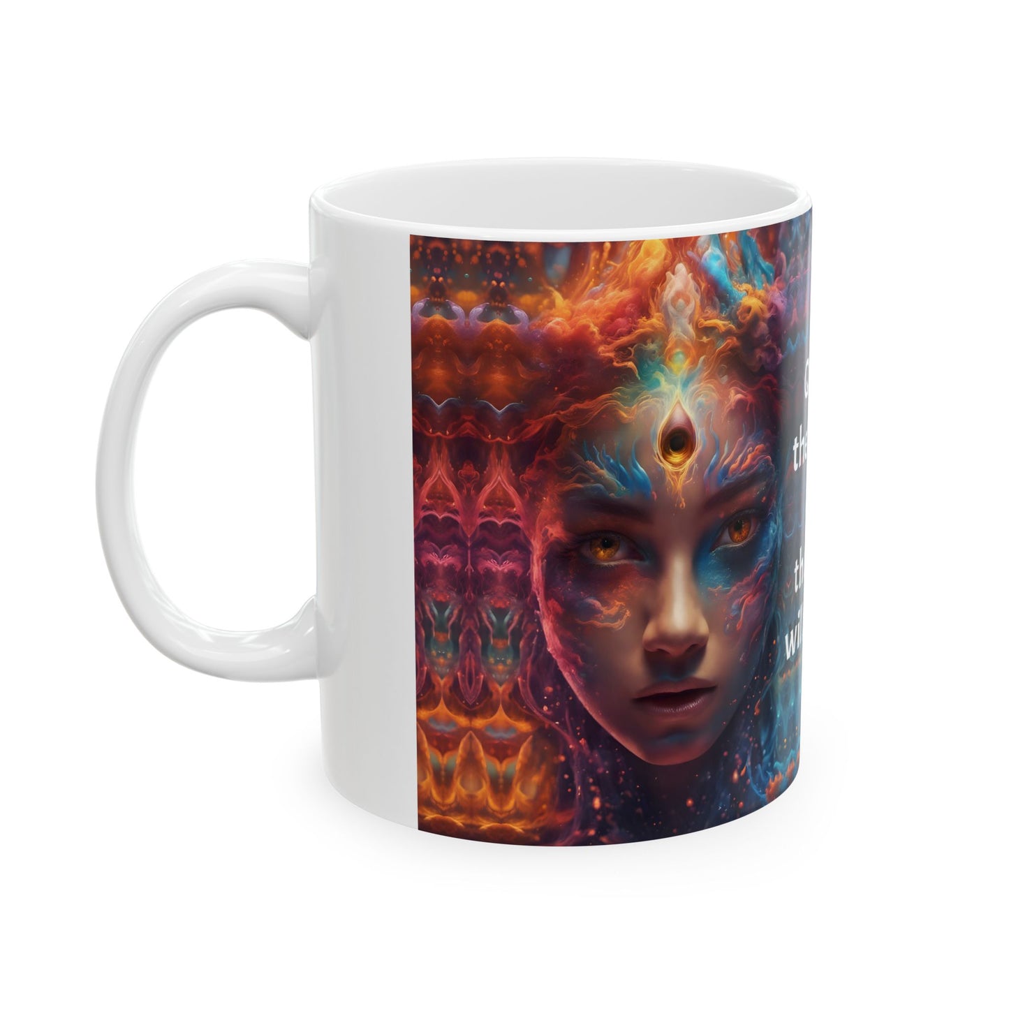 Psychedelic Art Coffee Mug: Bohemian Ceramic Cup, Quiet the Mind Design
