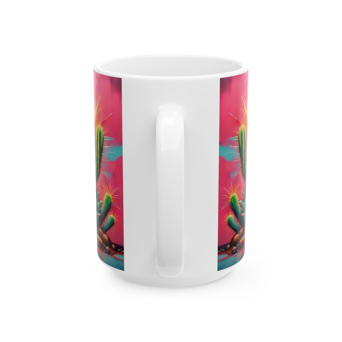 Route 66 Cactus Coffee Mug – Southwest Desert Travel Design, 11oz & 15oz Ceramic Cup