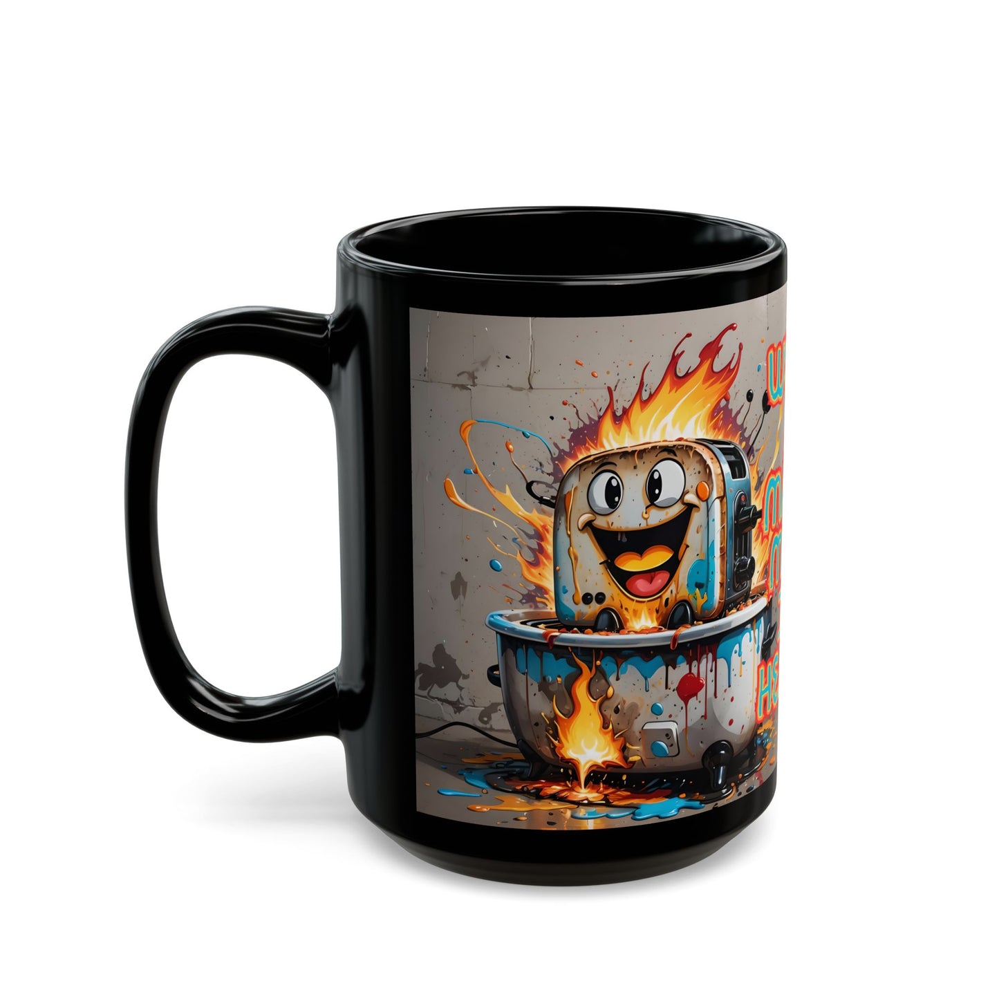 Humorous Toaster On Fire Ceramic Mug: Funny Coffee Cup Gift