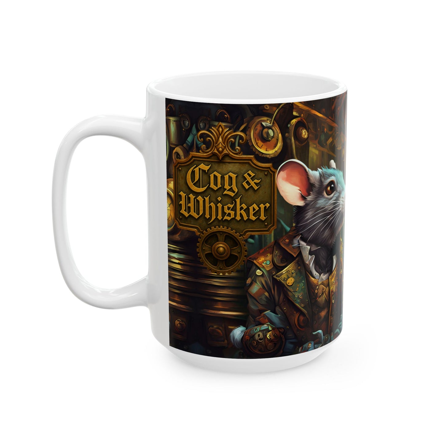 Steampunk Rat Ceramic Mug, Whimsical Coffee Cup for Animal Lovers, Unique Gift for Birthdays, Home Decor, Tea Lovers - Remy & Basil