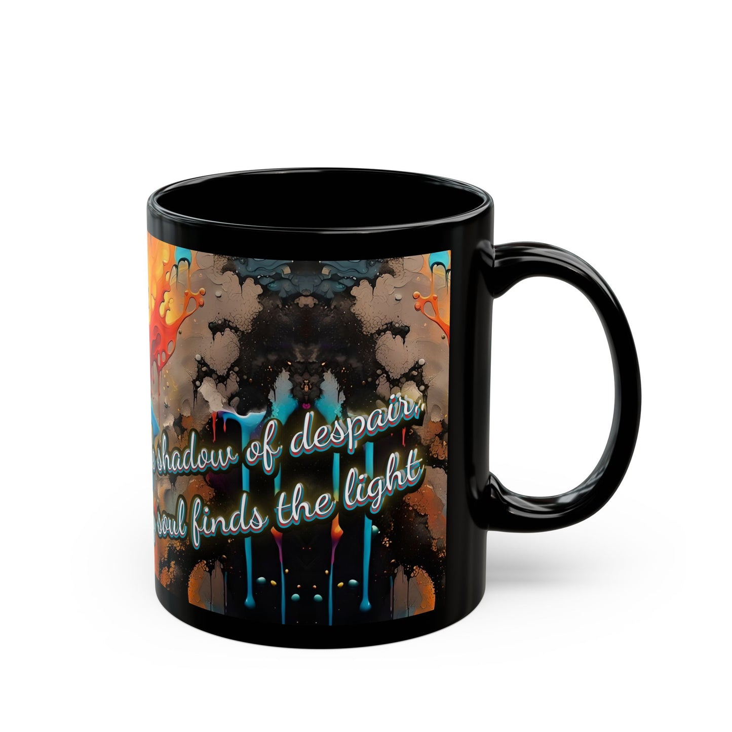 Inspirational Black Mug: "My Soul Finds the Light" - Motivational Coffee Cup