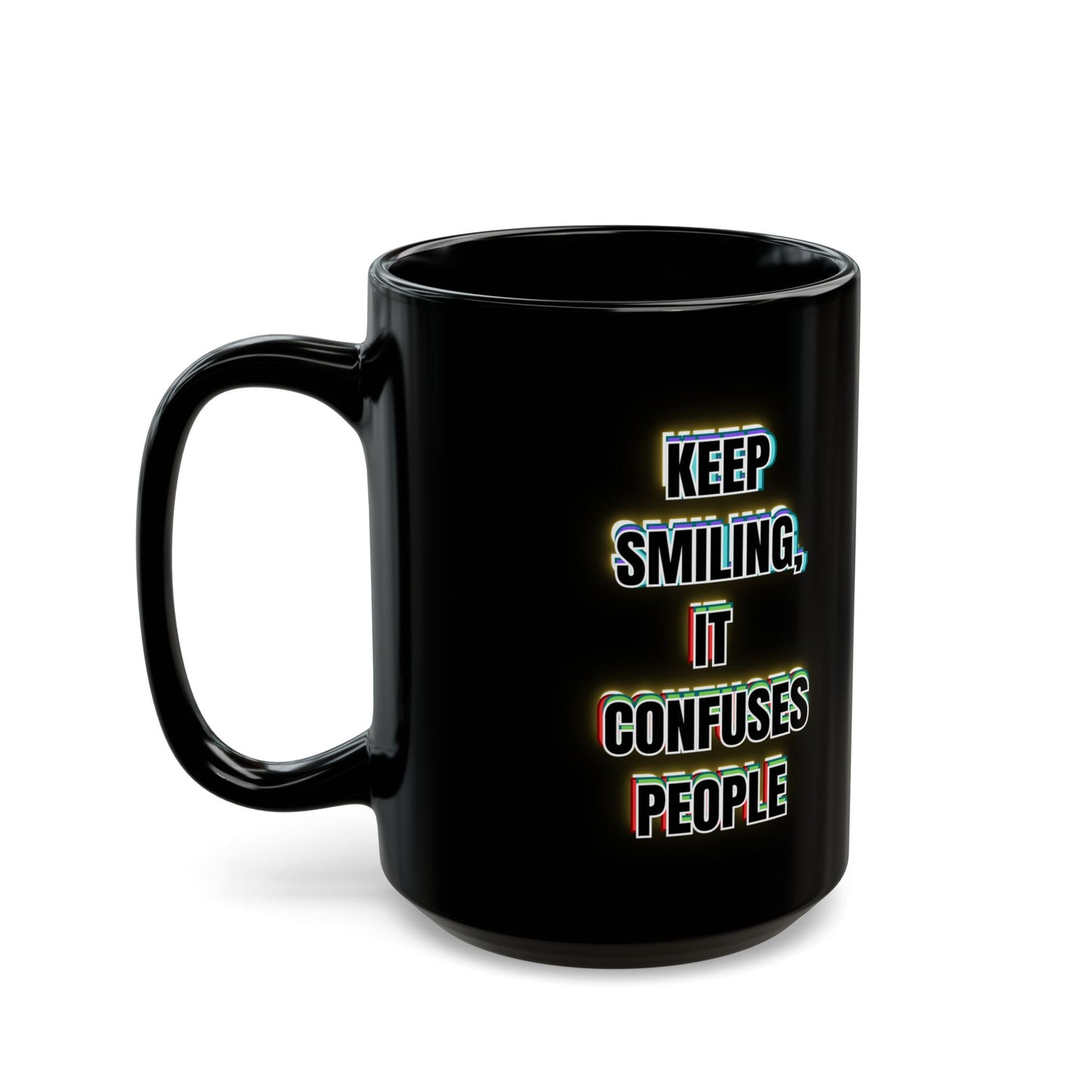 Keep Smiling Mug: Colorful Spiky Gear Art Coffee Cup