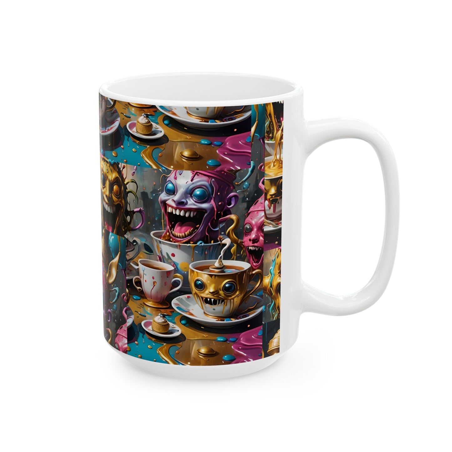Whimsical Monster Mug - Creepy Clown Design, Gift for Horror Fans, Unique Kitchen Decor, Halloween Coffee Cup, Collectible Drinkware