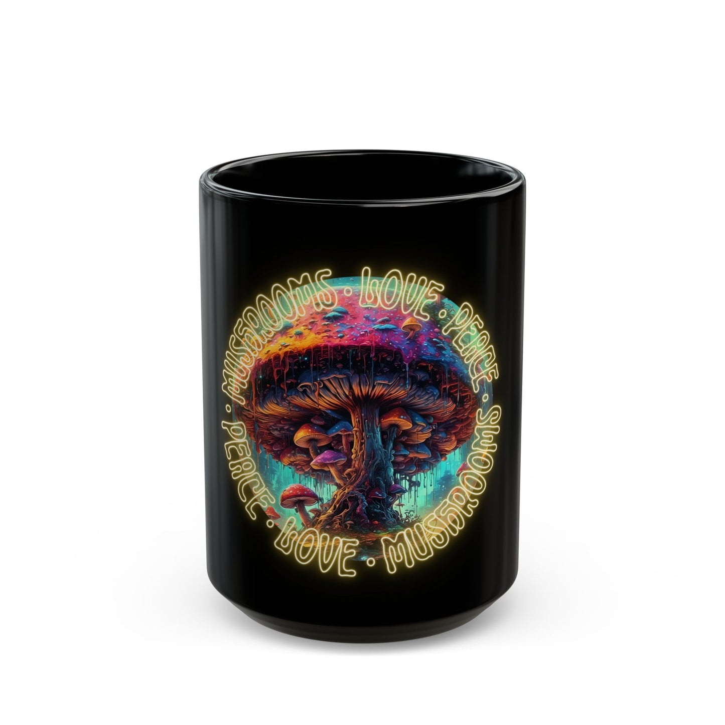 Psychedelic Mushroom Mug – Peace, Love & Trippy Forest Energy