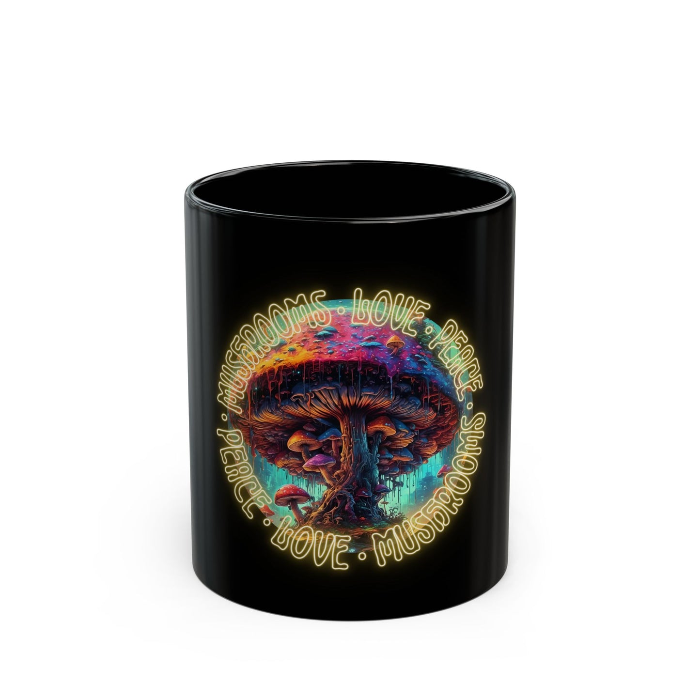 Psychedelic Mushroom Mug – Peace, Love & Trippy Forest Energy