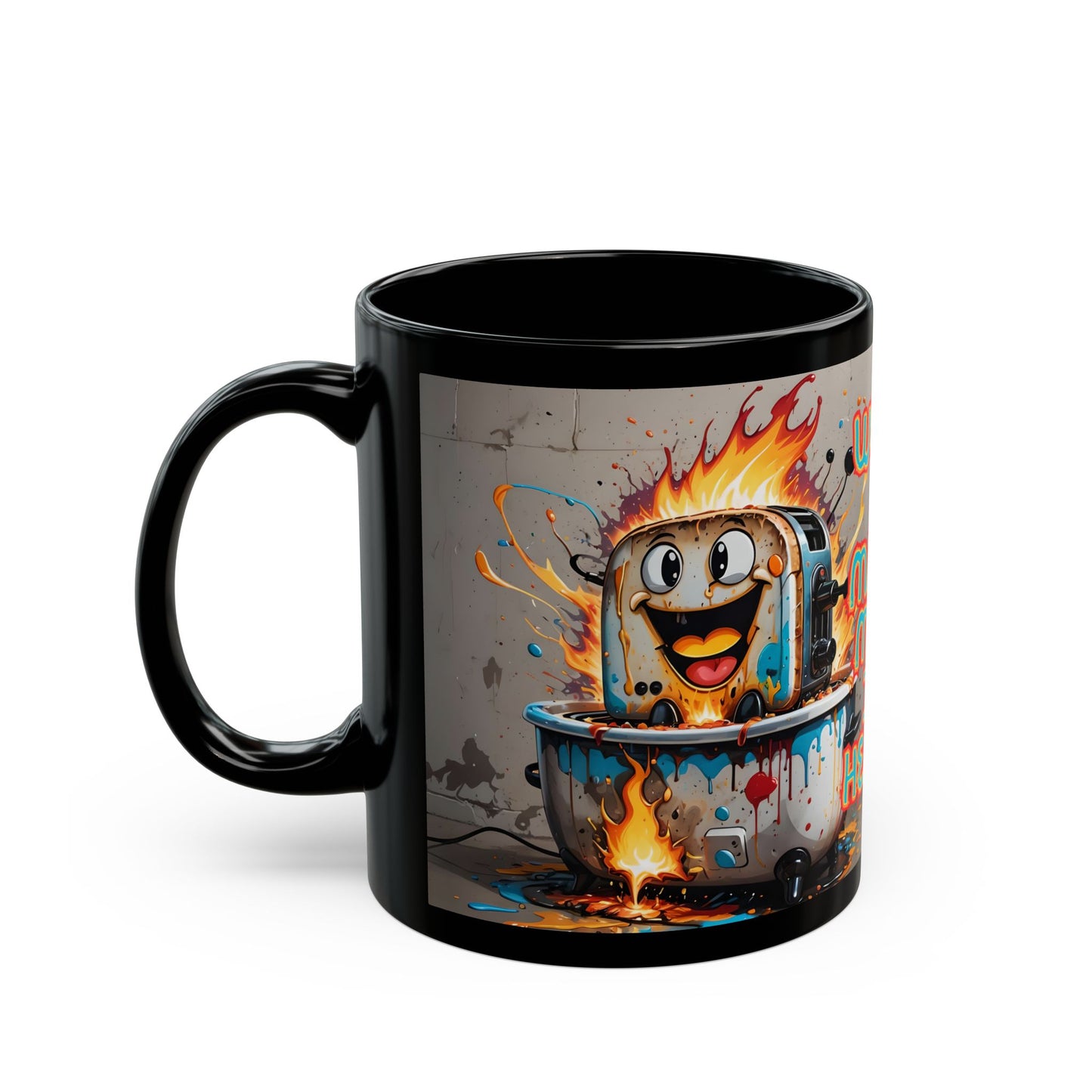 Humorous Toaster On Fire Ceramic Mug: Funny Coffee Cup Gift