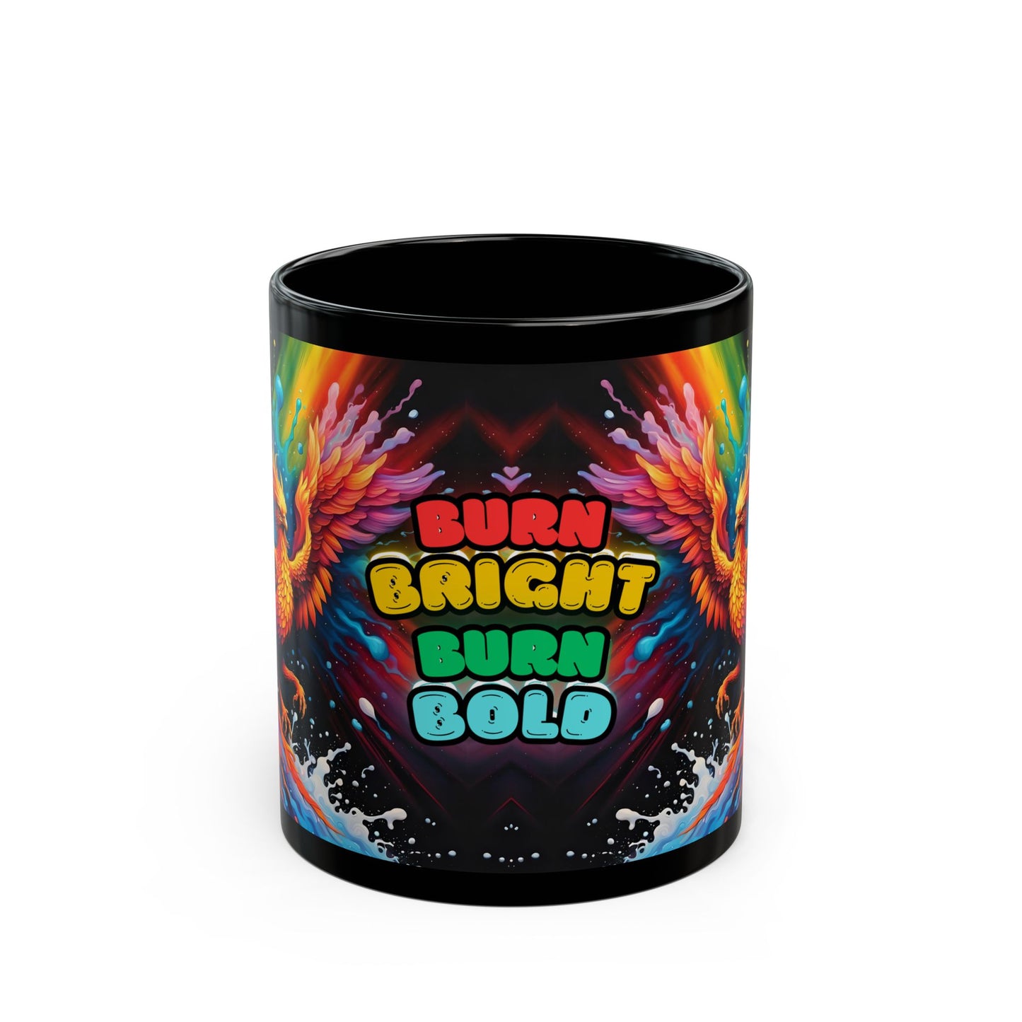 Fiery Phoenix Coffee Mug: Burn Bright, Burn Bold - Colorful Inspirational Motivational Drinkware Gift