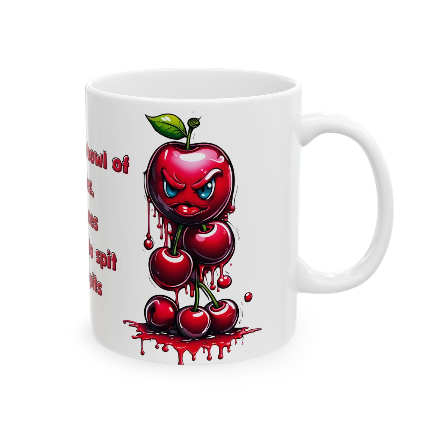 Inspirational Cherries Coffee Mug: Life Quote Ceramic Tea Cup