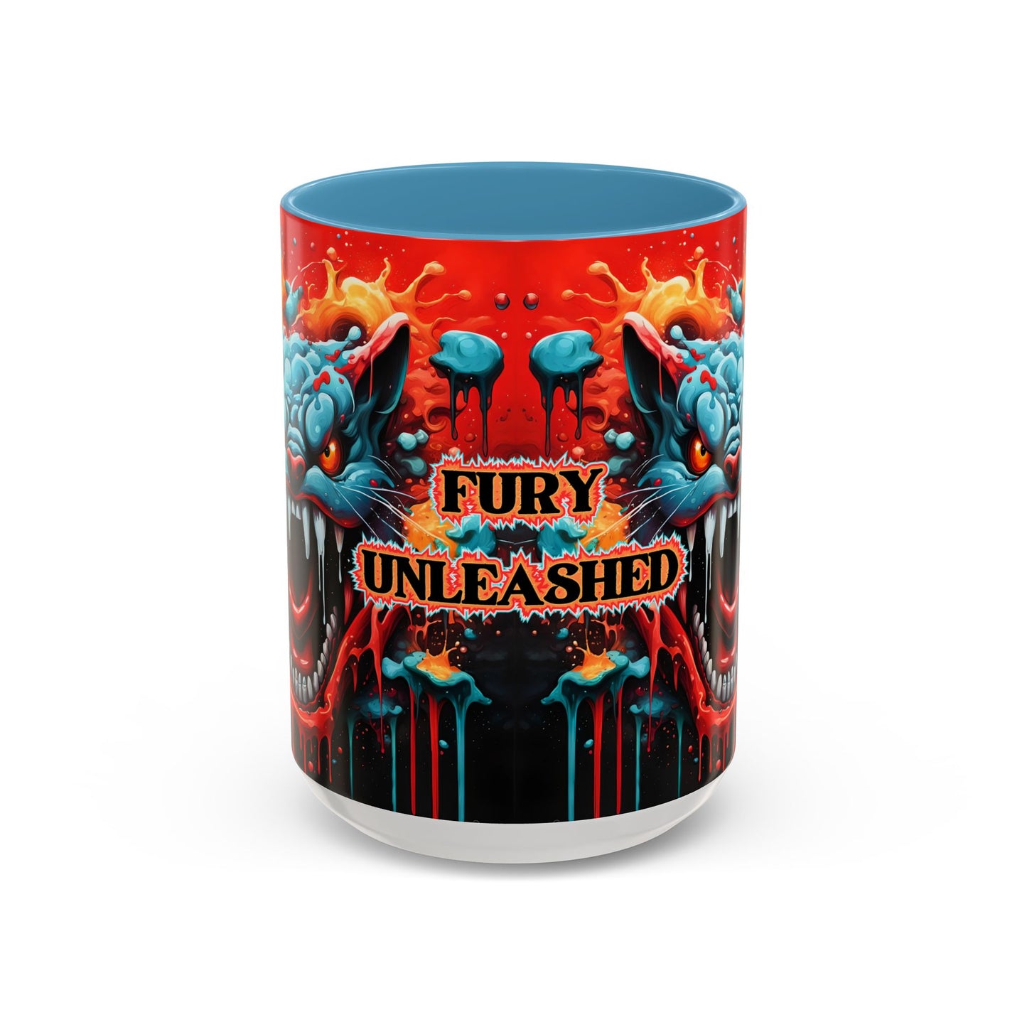 Psychedelic Cat Mug: Vibrant Fierce Feline Art Coffee Cup