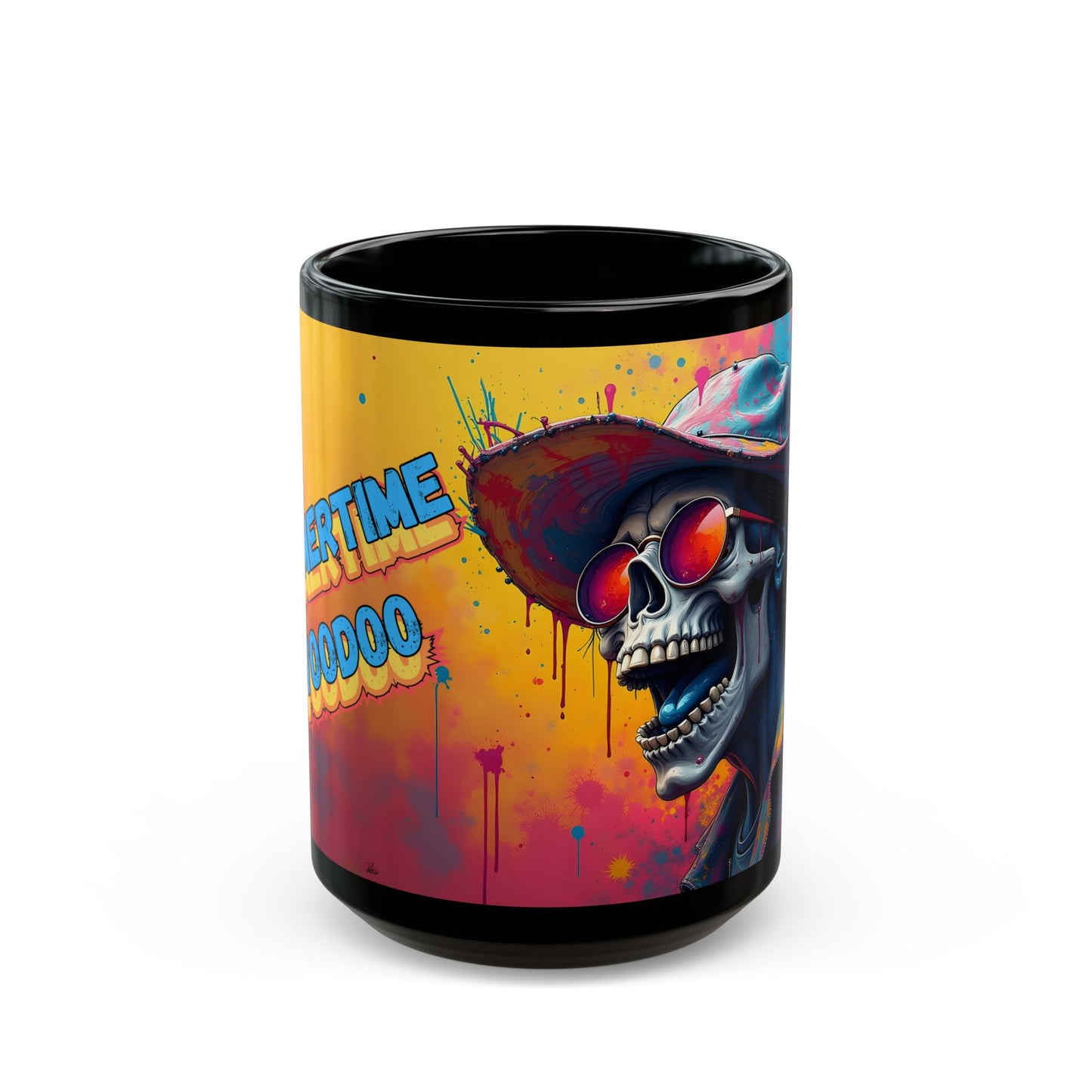 Psychedelic Skull Mug – Trippy Skeleton Art with Neon Acid Cowboy Chaos