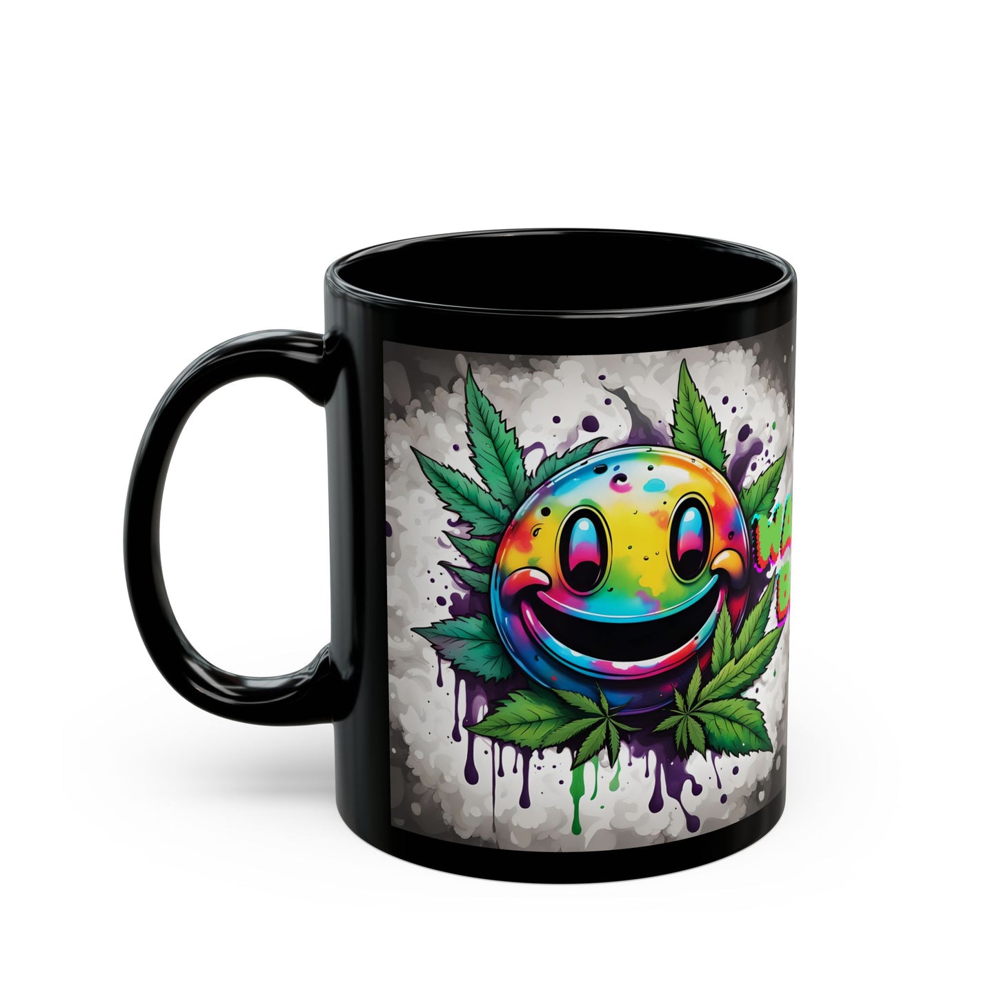 Wake N' Bake Mug | Psychedelic Smiley Design | Unique Gift | Colorful Coffee Cup | Fun Art Mug | Vibrant Cannabis Tea Cup