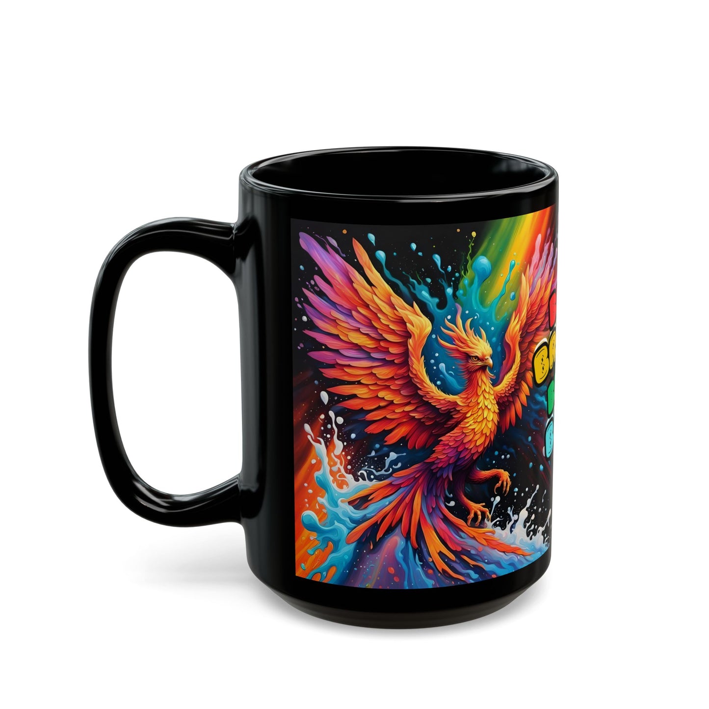 Fiery Phoenix Coffee Mug: Burn Bright, Burn Bold - Colorful Inspirational Motivational Drinkware Gift