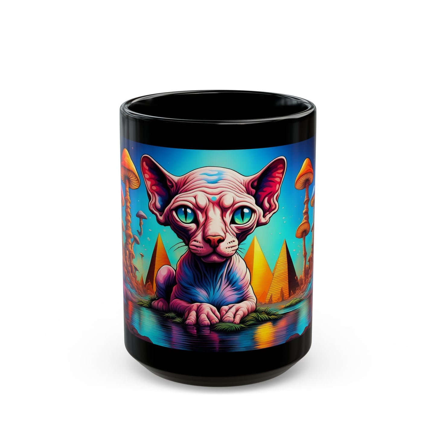 Psychedelic Sphynx Cat Mug – Trippy Hairless Cat Art