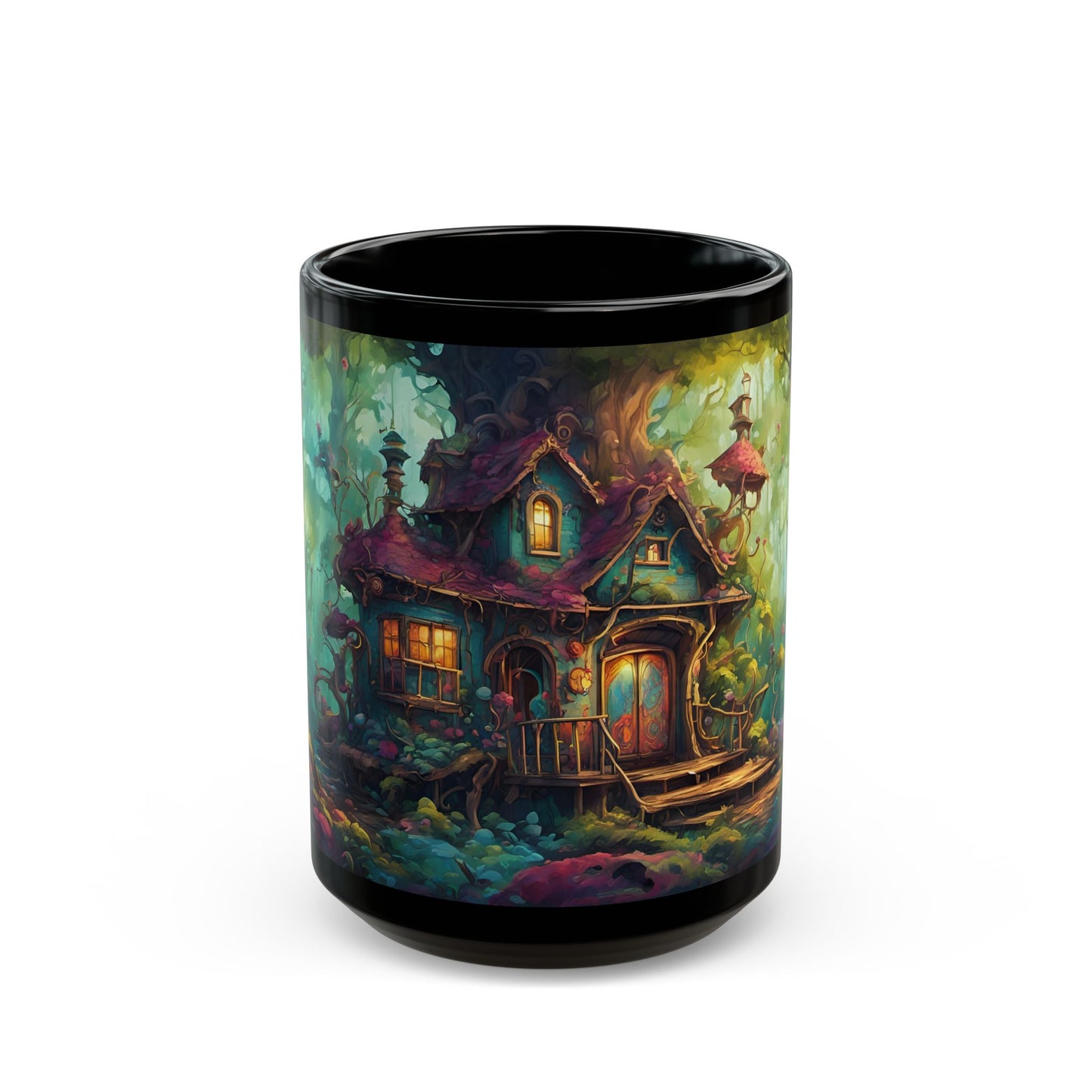 Enchanted Forest Cottage Mug: Whimsical Coffee Cup with Hidden Message