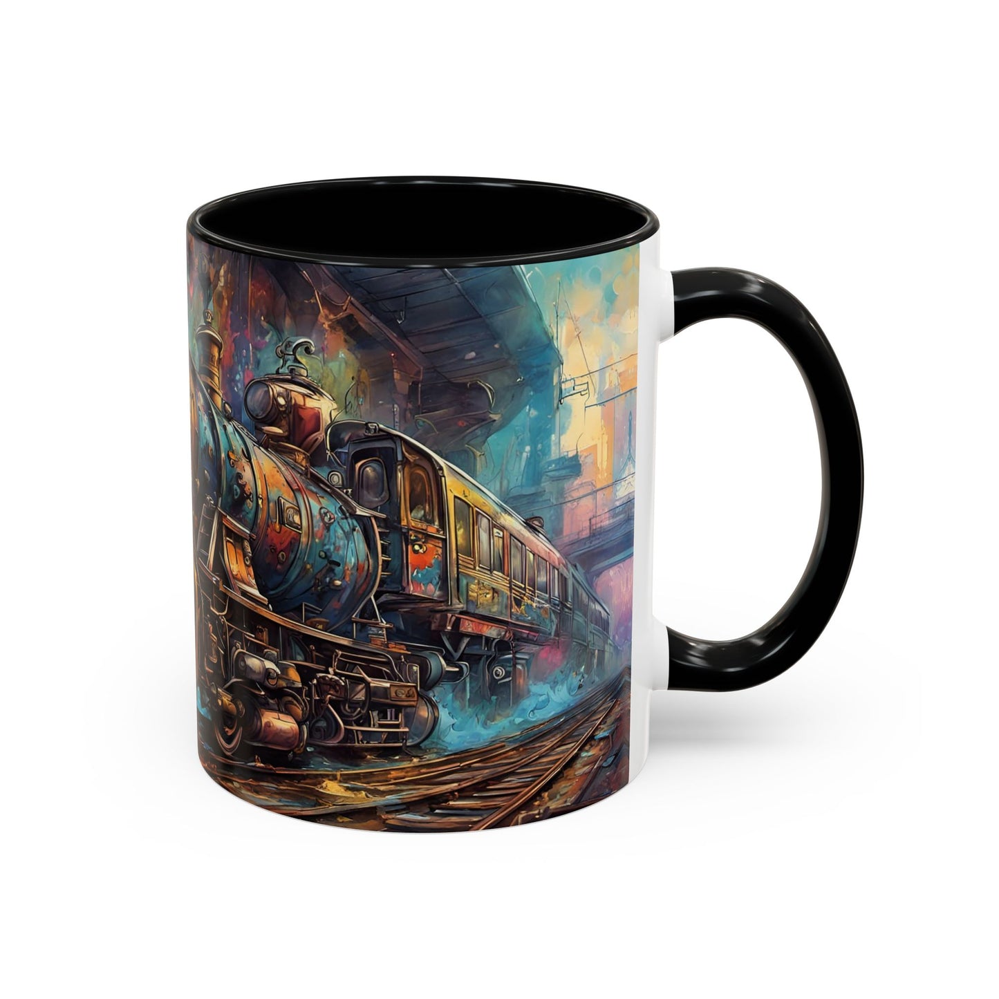 Steampunk Train Coffee Mug | Ceramic Railway Accent MUG | Train Lover Gift | Railway Accent Design | Coffee Cup Gift | Retro Style MUG