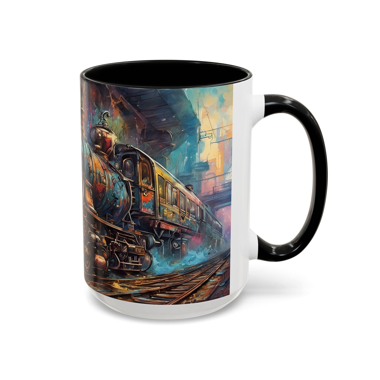Steampunk Train Coffee Mug | Ceramic Railway Accent MUG | Train Lover Gift | Railway Accent Design | Coffee Cup Gift | Retro Style MUG