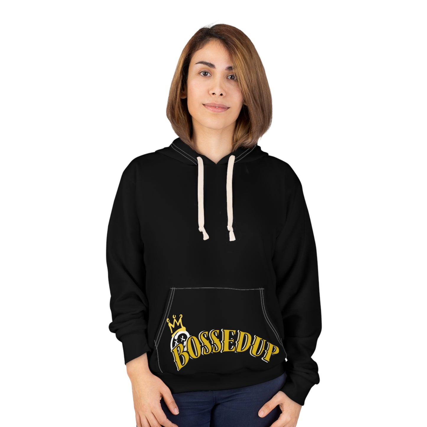 Trap or Cap Collective | Black Hoodie Bossed Up Edition Unisex Pullover(AOP)
