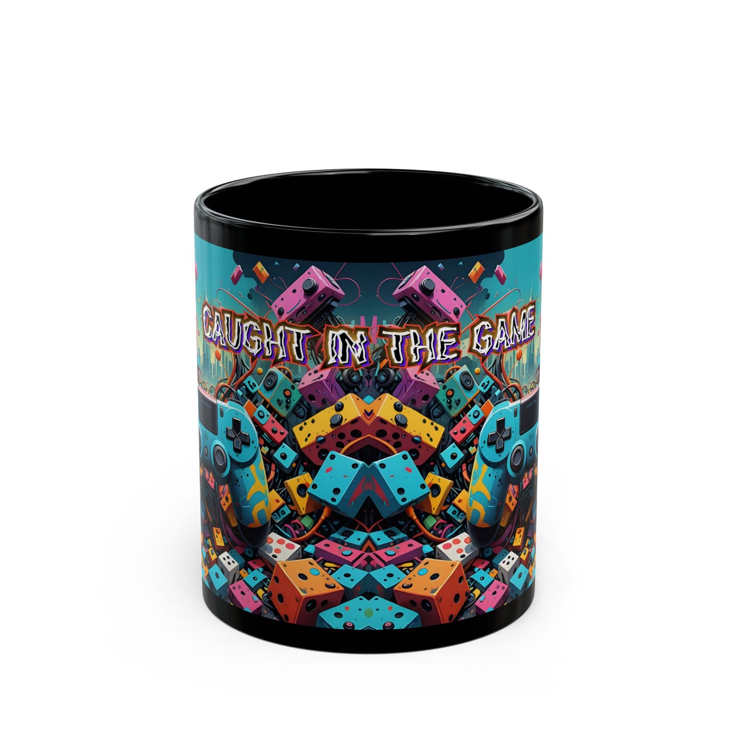 Gamer's Black Coffee Mug: Caught in the Game Design